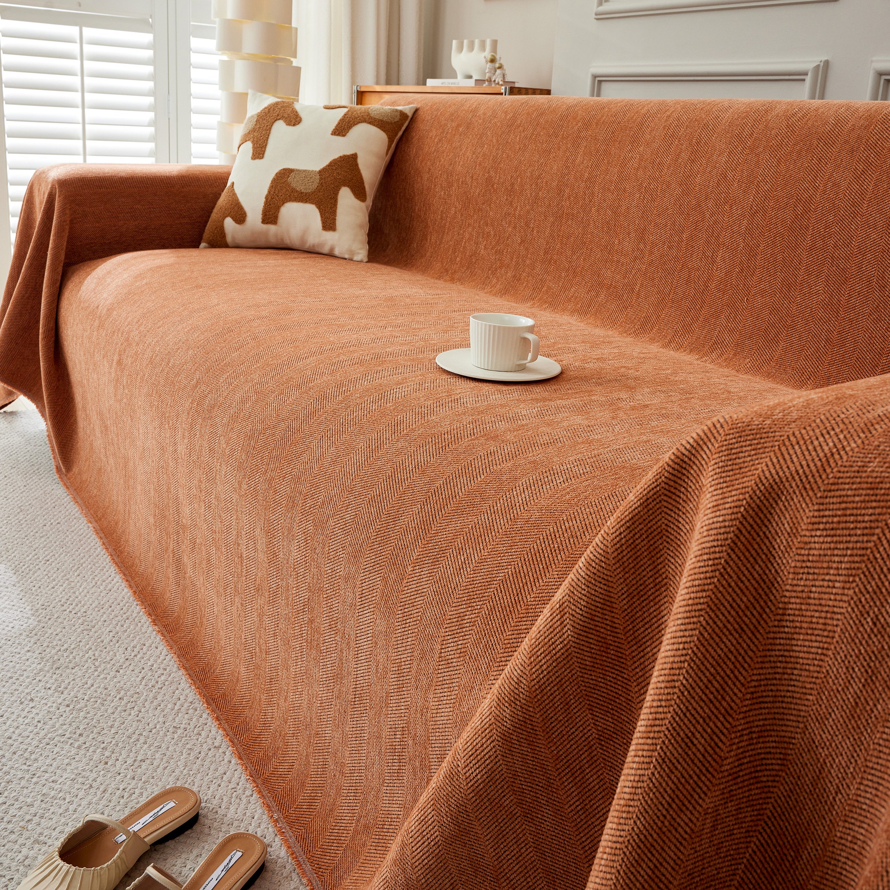 Herringbone Oversized Chenille Couch Throw Cover Sofa Slipcovers Couch Covers for Sectional Couches - Image 19