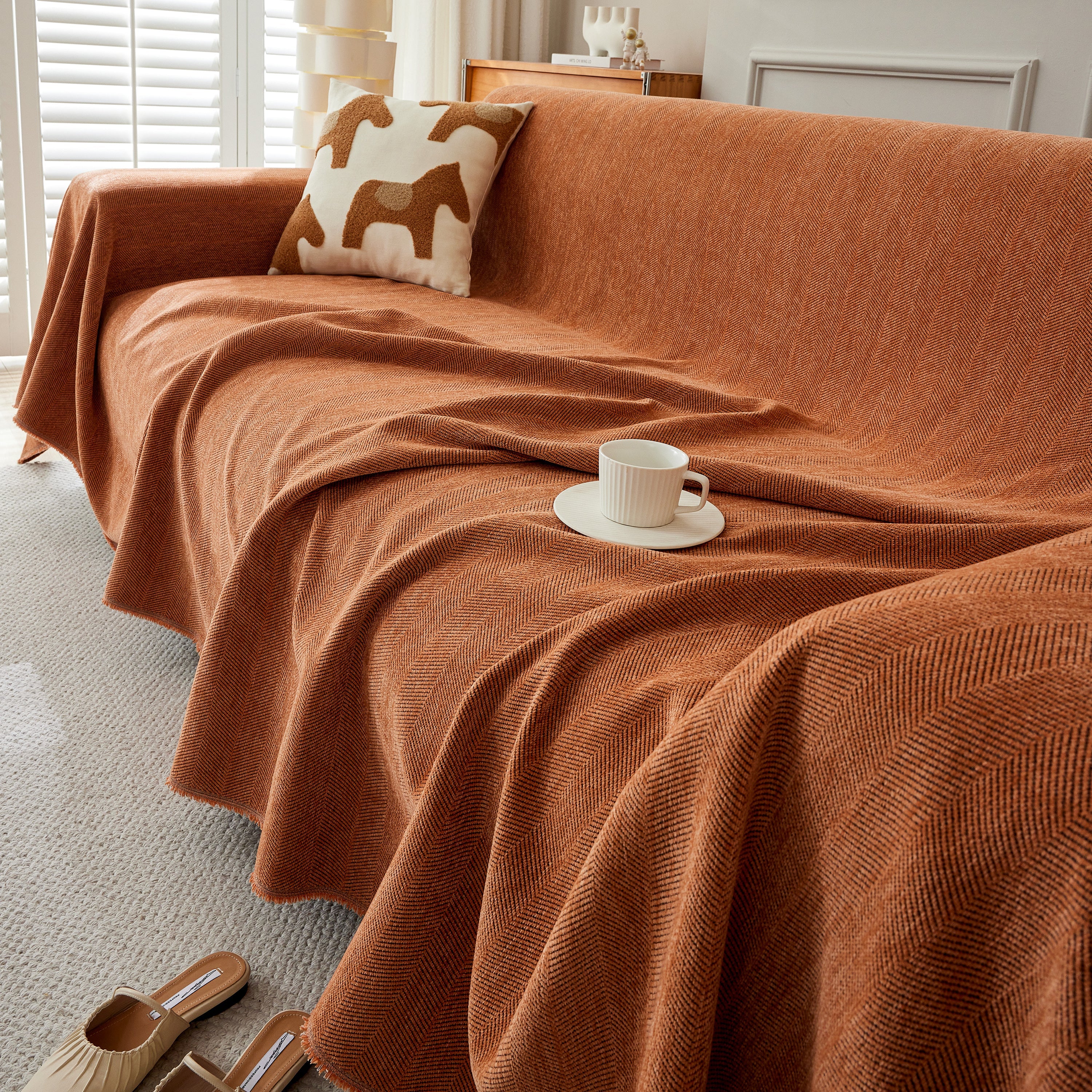 Herringbone Oversized Chenille Couch Throw Cover Sofa Slipcovers Couch Covers for Sectional Couches - Image 21