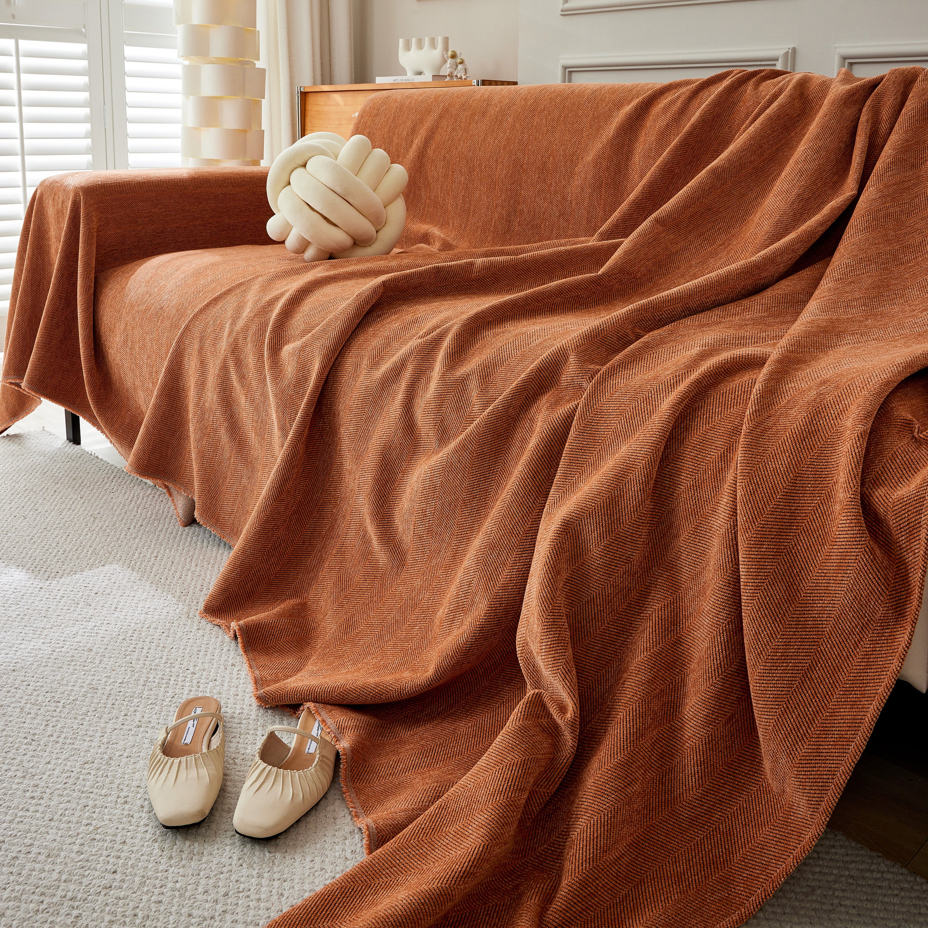 Herringbone Oversized Chenille Couch Throw Cover Sofa Slipcovers Couch Covers for Sectional Couches - Image 24