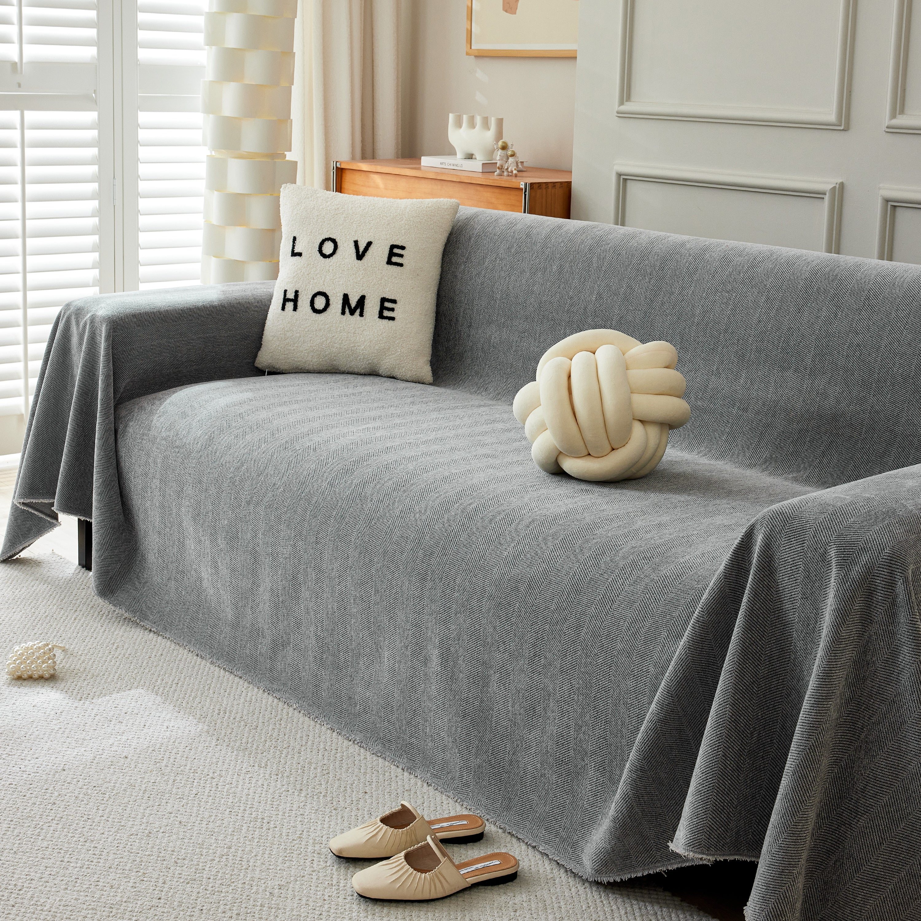 Herringbone Oversized Chenille Couch Throw Cover Sofa Slipcovers Couch Covers for Sectional Couches - Image 28