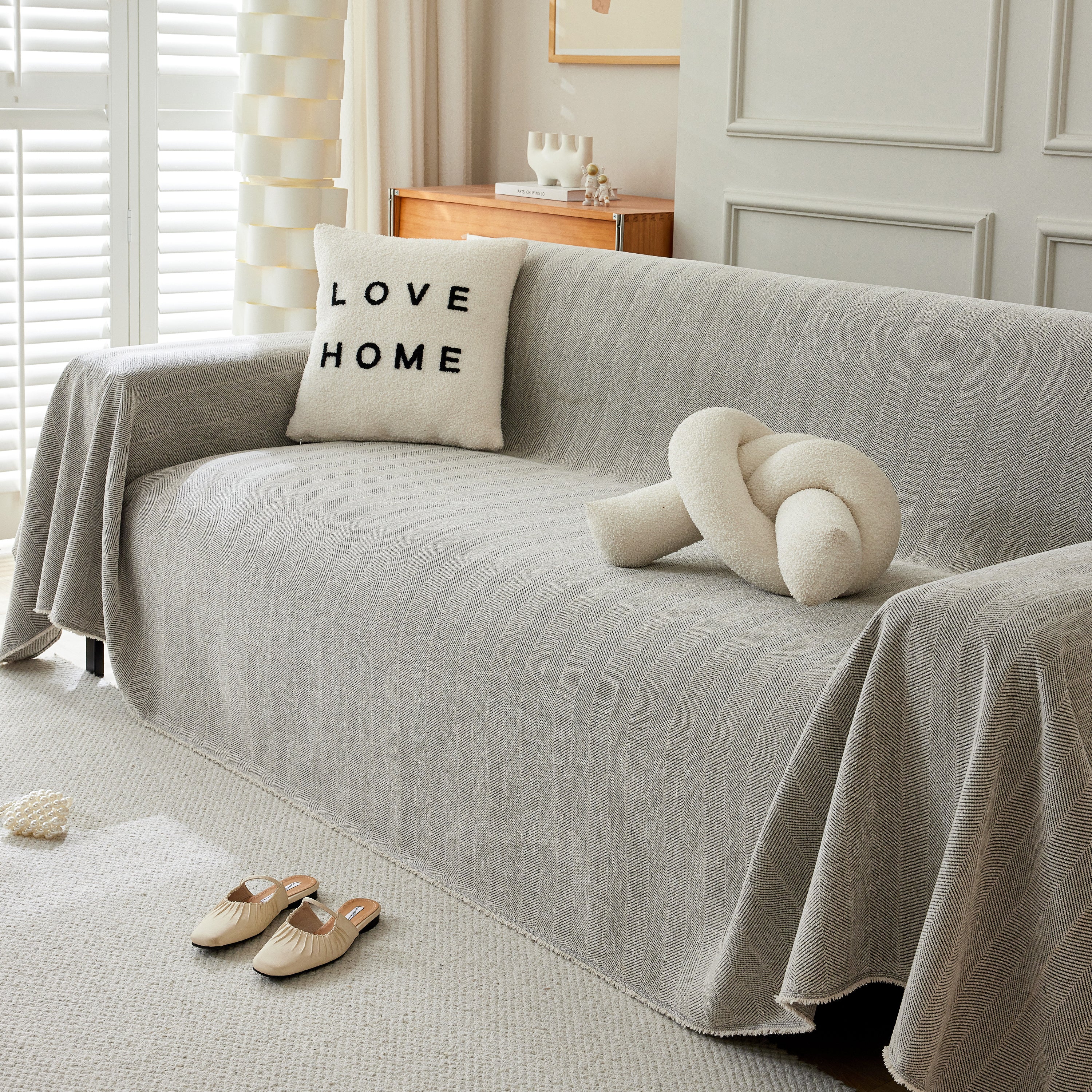 Herringbone Oversized Chenille Couch Throw Cover Sofa Slipcovers Couch Covers for Sectional Couches - Image 30