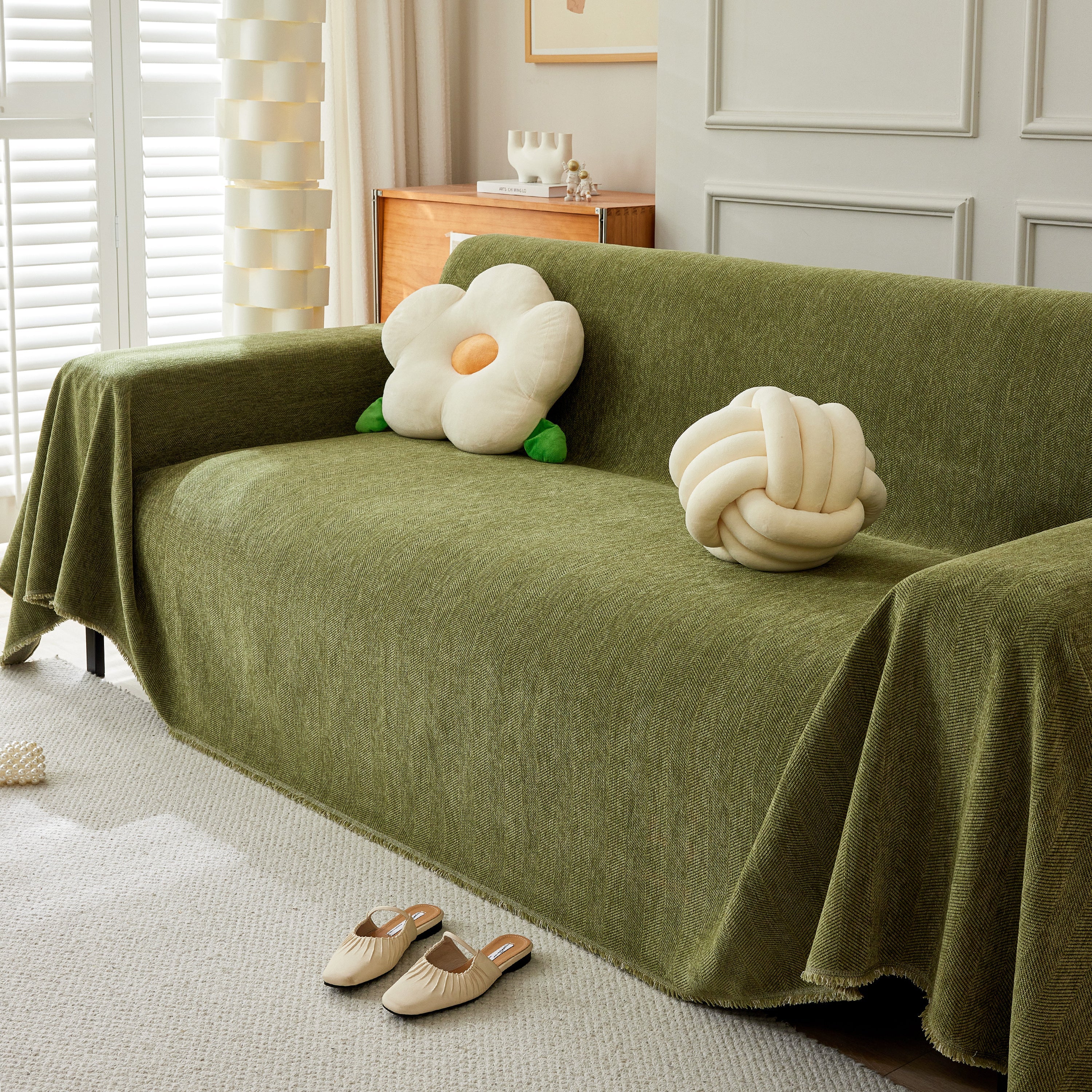 Herringbone Oversized Chenille Couch Throw Cover Sofa Slipcovers Couch Covers for Sectional Couches - Image 31