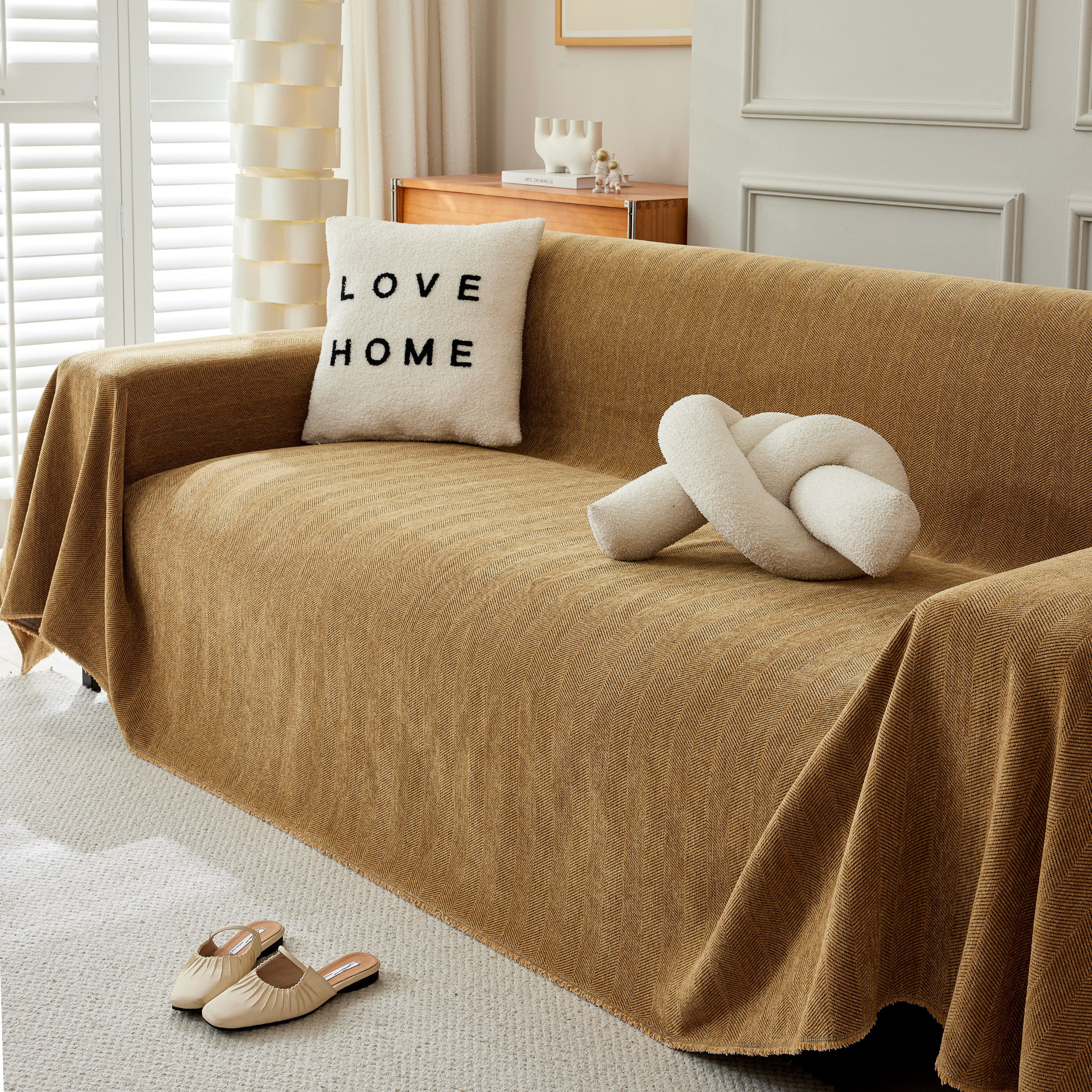 Herringbone Oversized Chenille Couch Throw Cover Sofa Slipcovers Couch Covers for Sectional Couches - Image 32