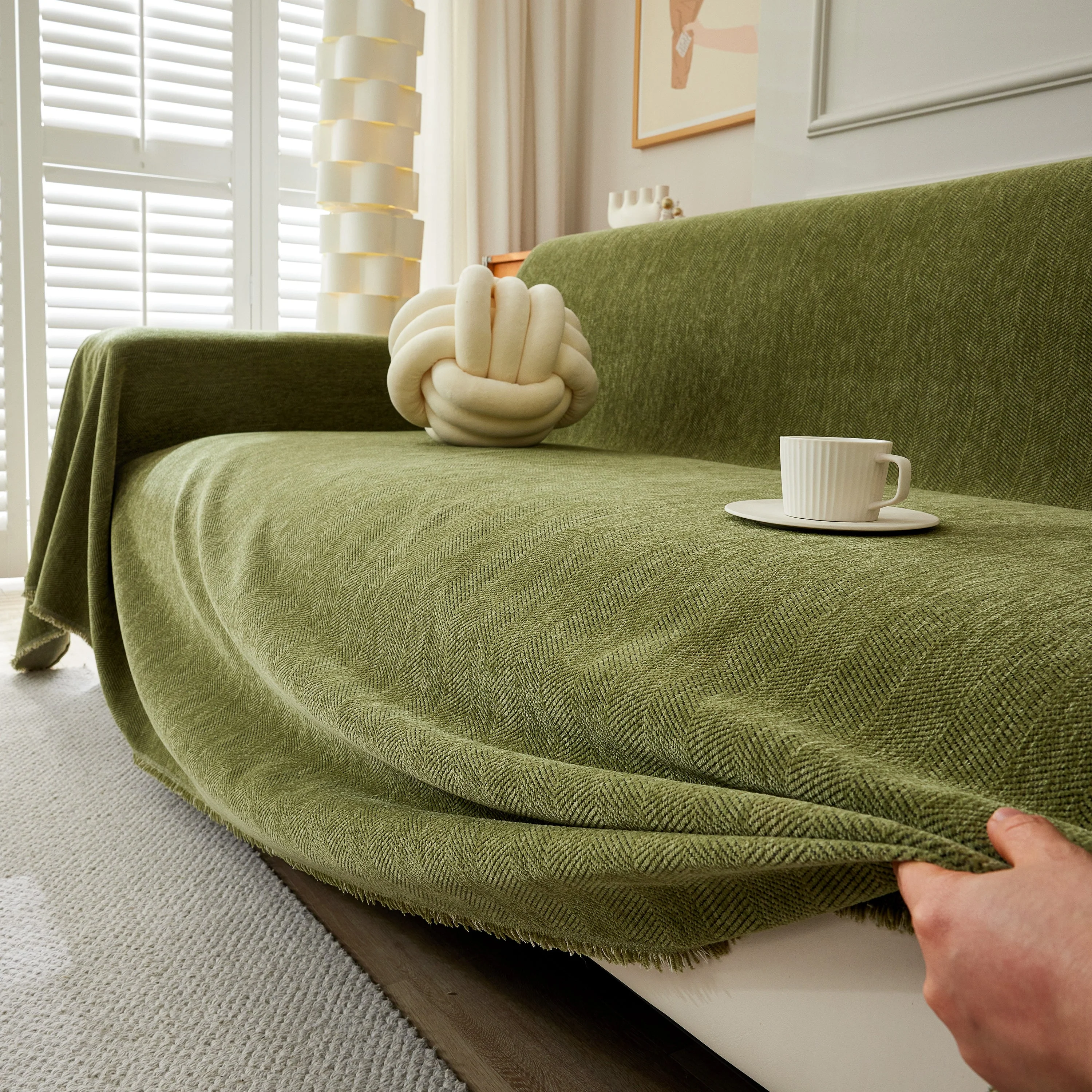 Herringbone Oversized Chenille Couch Throw Cover Sofa Slipcovers Couch Covers for Sectional Couches - Image 39