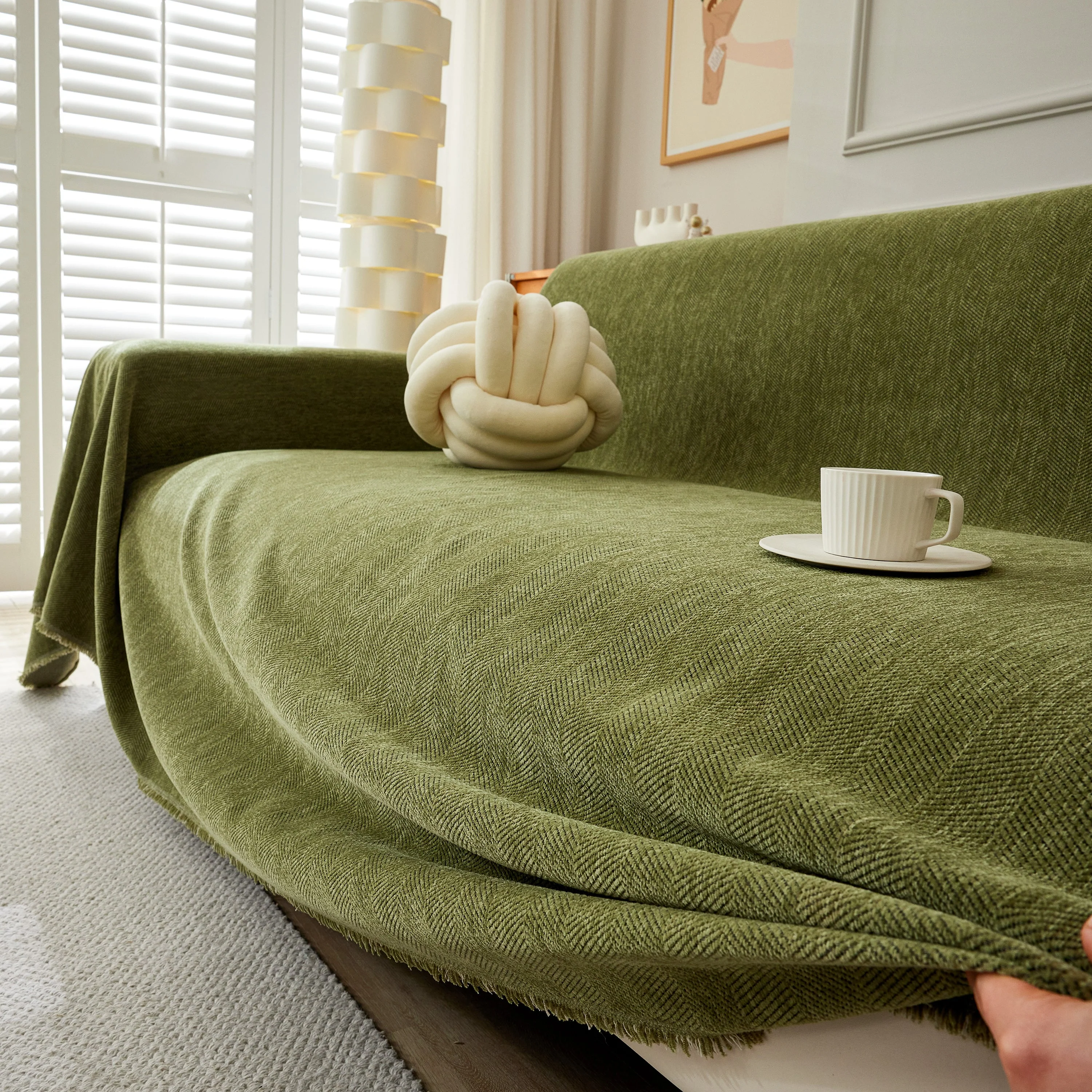 Herringbone Oversized Chenille Couch Throw Cover Sofa Slipcovers Couch Covers for Sectional Couches - Image 40