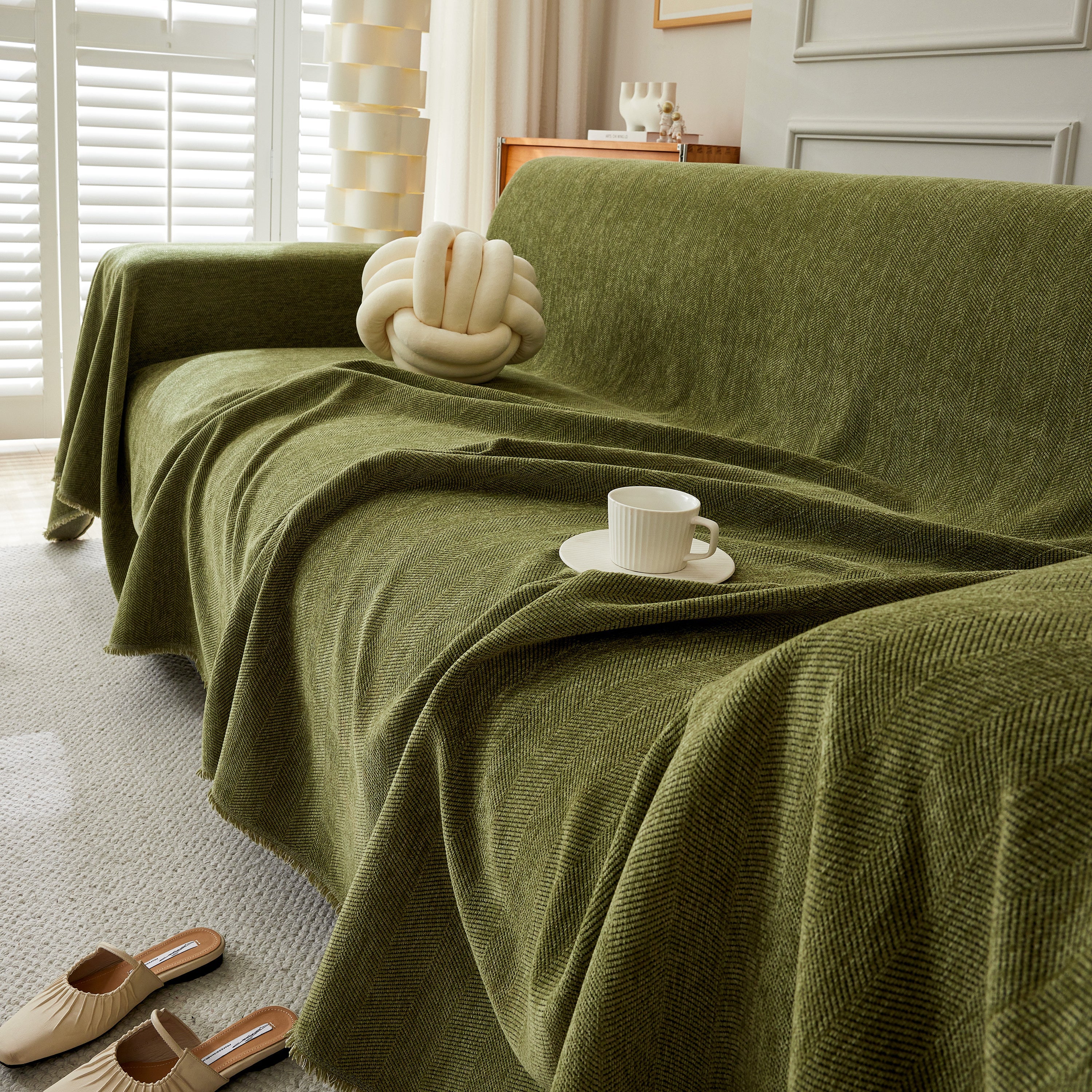 Herringbone Oversized Chenille Couch Throw Cover Sofa Slipcovers Couch Covers for Sectional Couches - Image 44