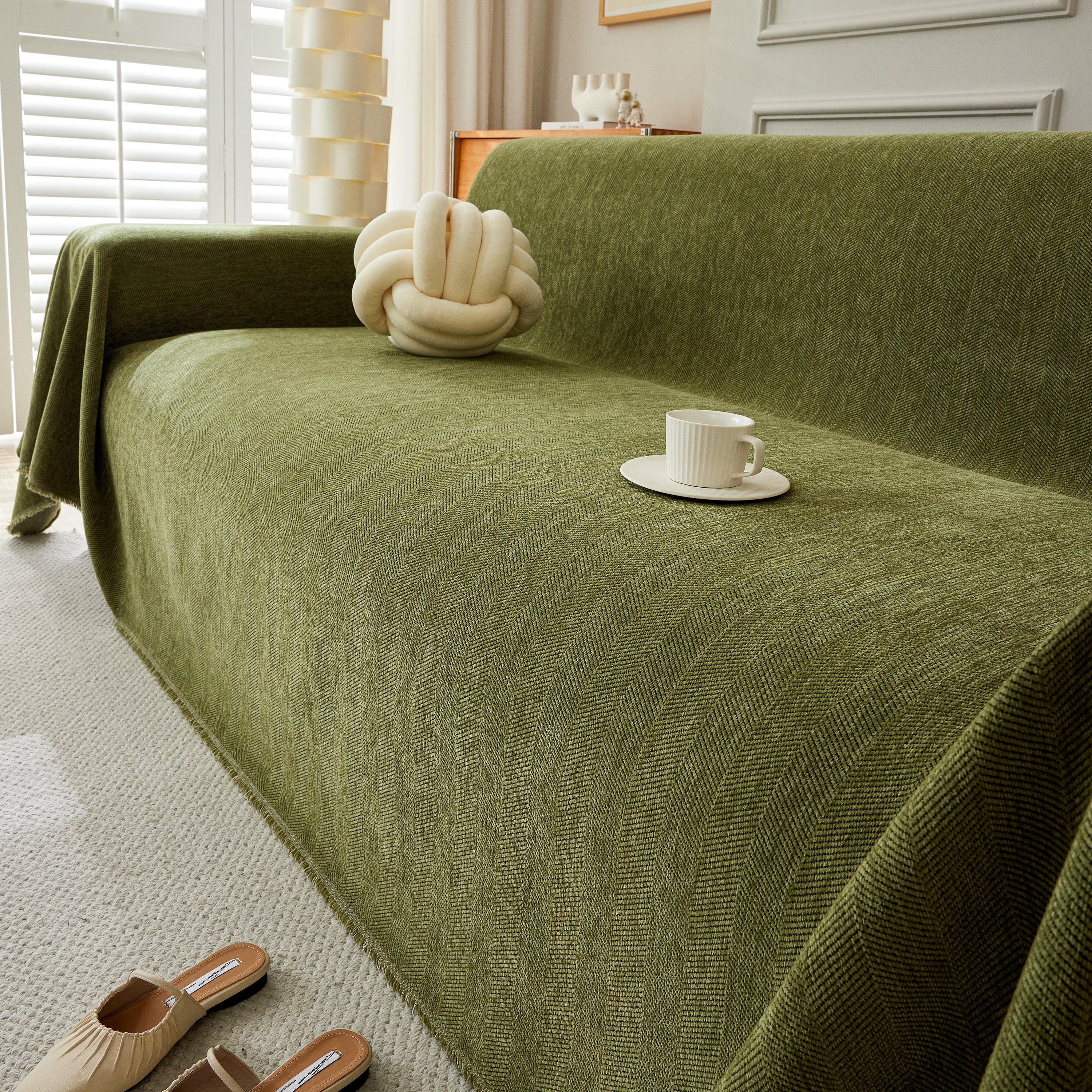 Herringbone Oversized Chenille Couch Throw Cover Sofa Slipcovers Couch Covers for Sectional Couches - Image 49