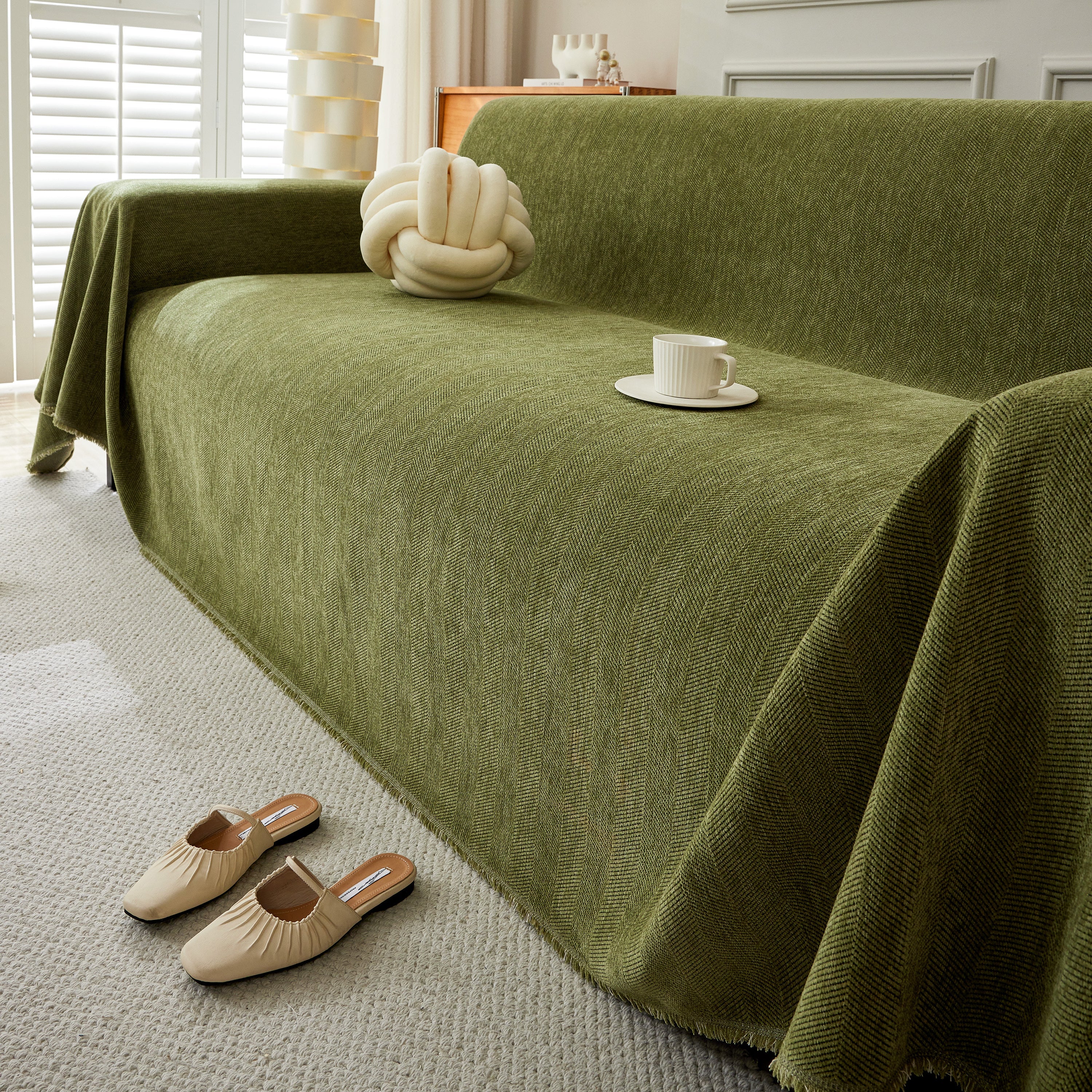 Herringbone Oversized Chenille Couch Throw Cover Sofa Slipcovers Couch Covers for Sectional Couches - Image 55