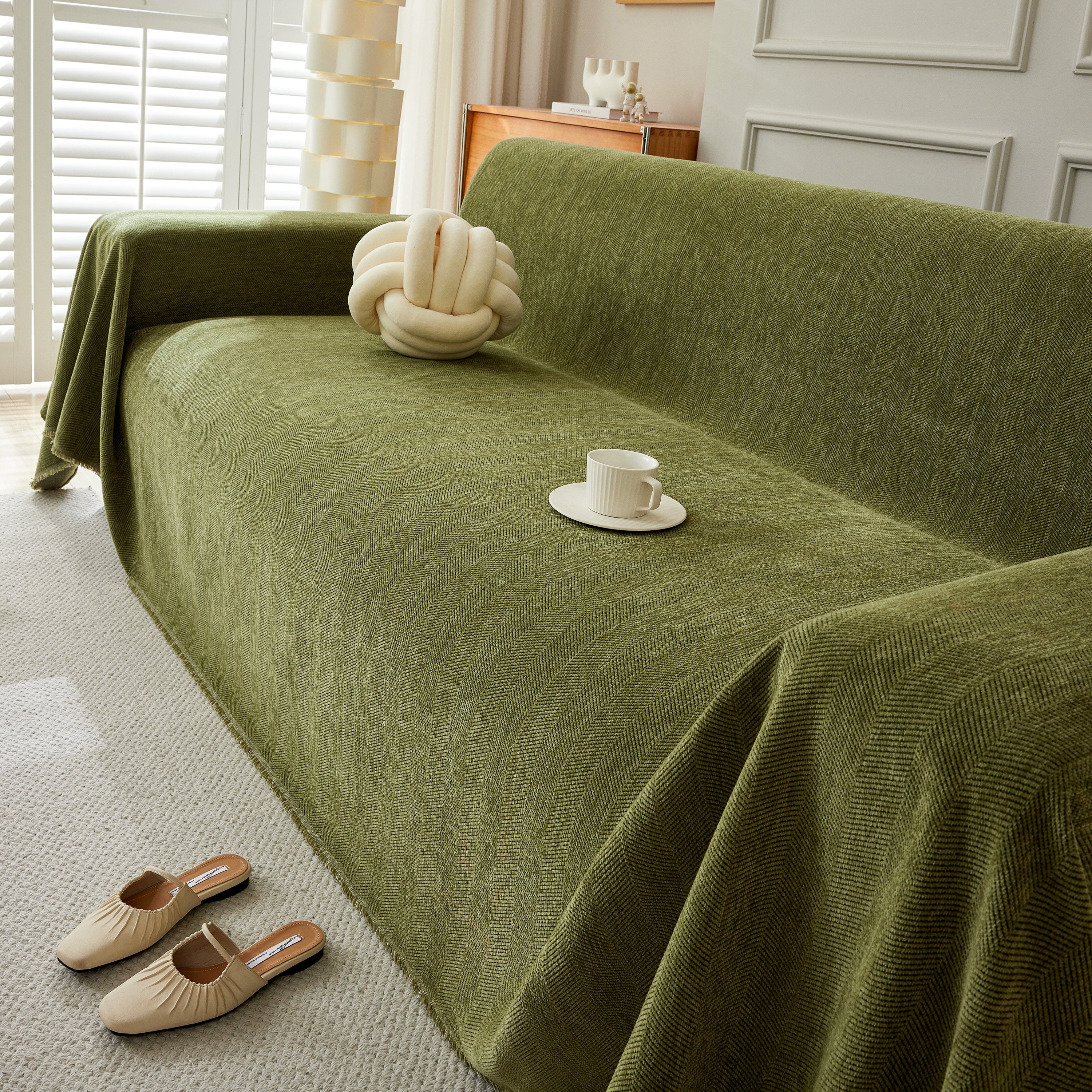 Herringbone Oversized Chenille Couch Throw Cover Sofa Slipcovers Couch Covers for Sectional Couches - Image 56
