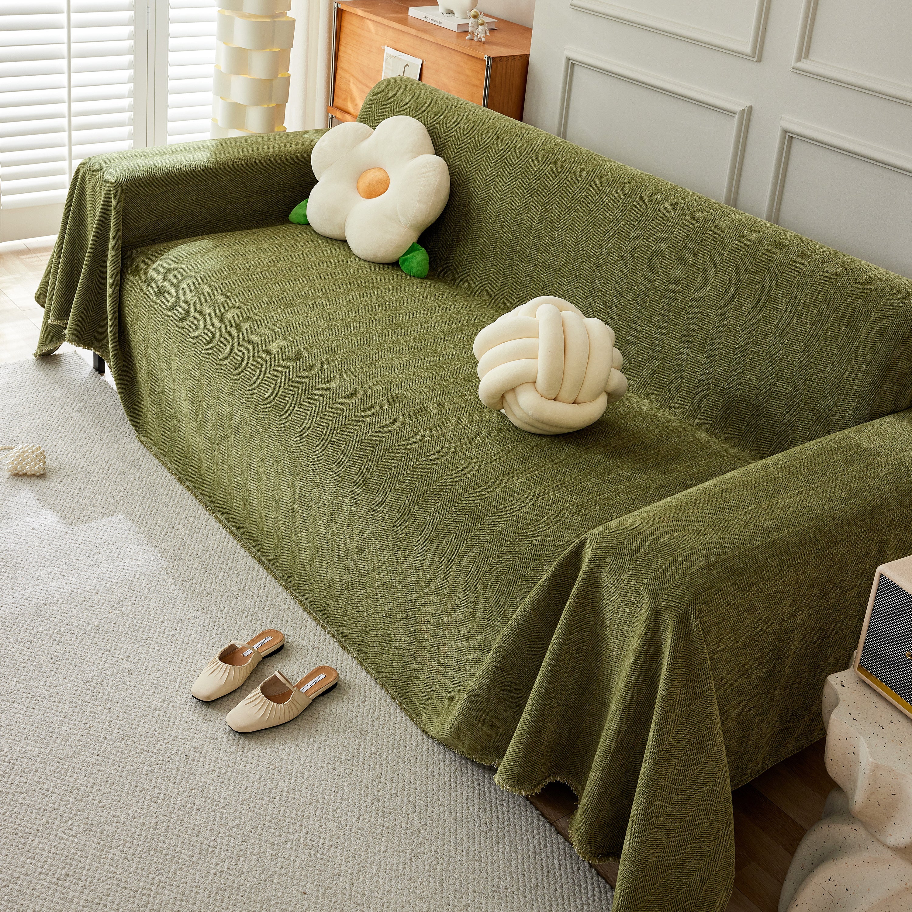 Herringbone Oversized Chenille Couch Throw Cover Sofa Slipcovers Couch Covers for Sectional Couches - Image 57