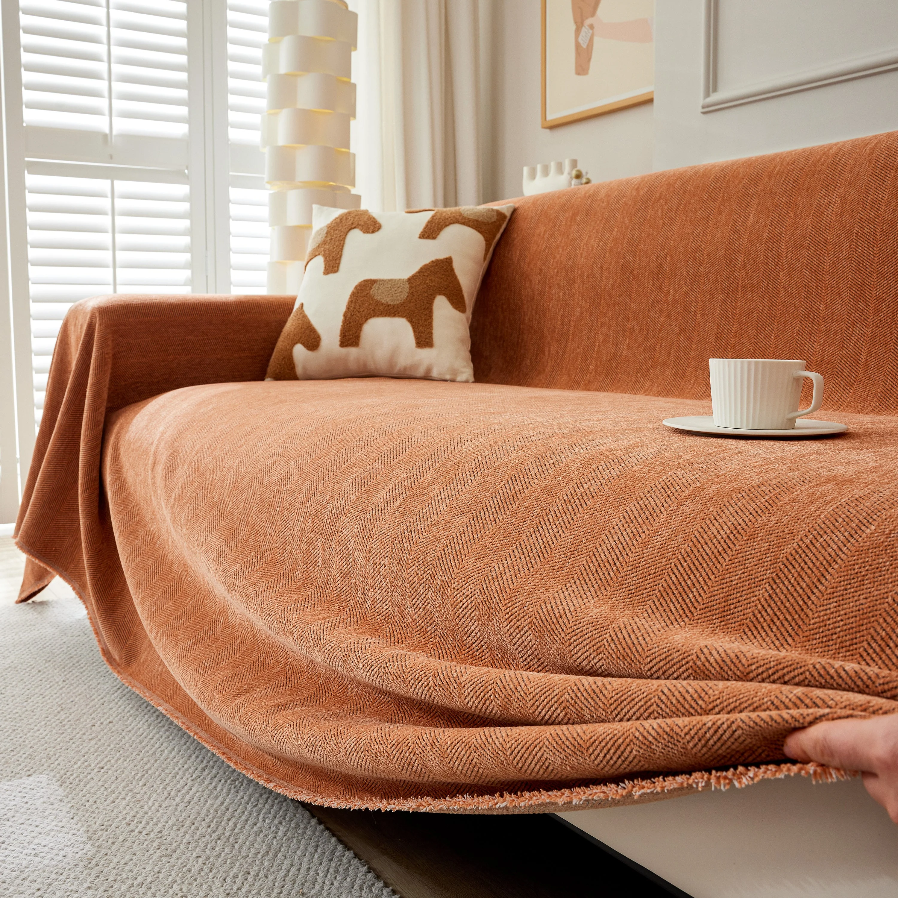 Herringbone Oversized Chenille Couch Throw Cover Sofa Slipcovers Couch Covers for Sectional Couches - Image 6