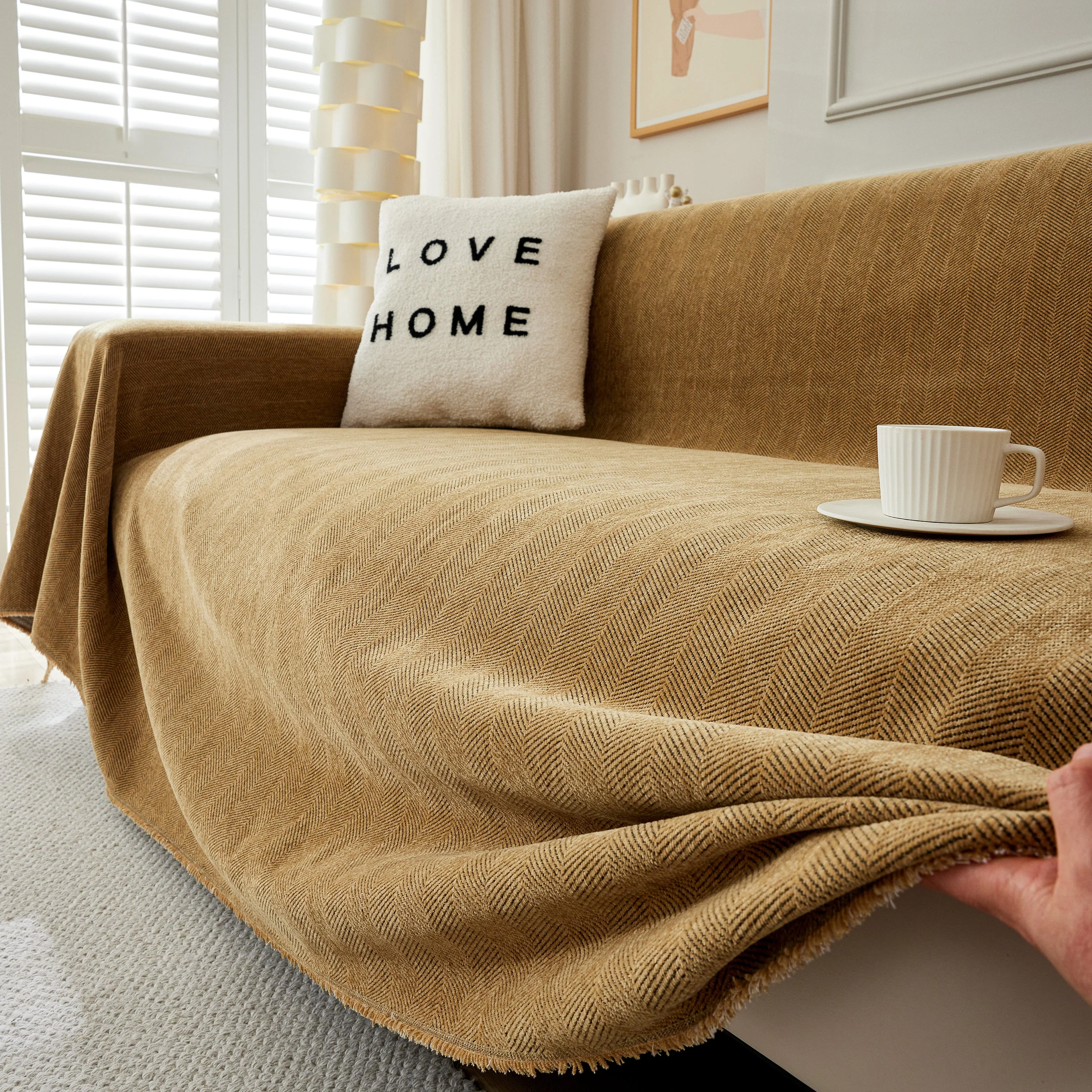 Herringbone Oversized Chenille Couch Throw Cover Sofa Slipcovers Couch Covers for Sectional Couches - Image 66