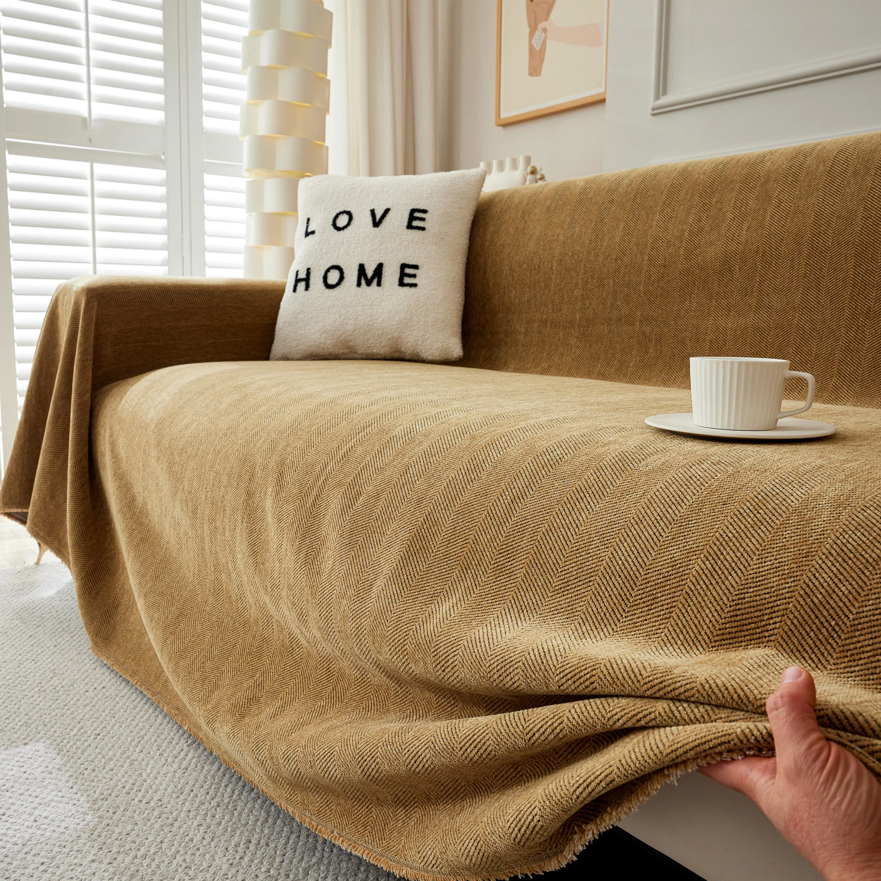 Herringbone Oversized Chenille Couch Throw Cover Sofa Slipcovers Couch Covers for Sectional Couches - Image 67