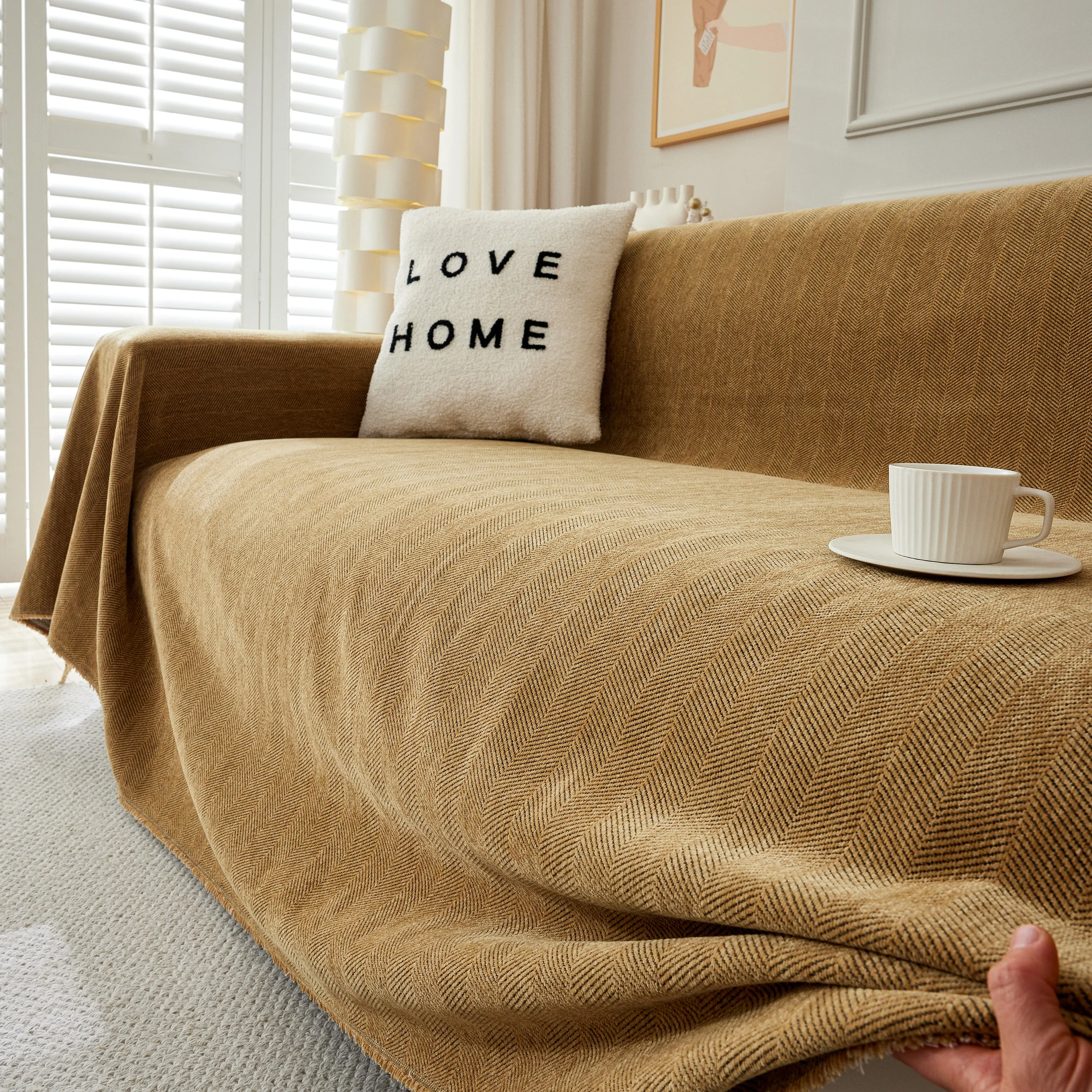 Herringbone Oversized Chenille Couch Throw Cover Sofa Slipcovers Couch Covers for Sectional Couches - Image 69