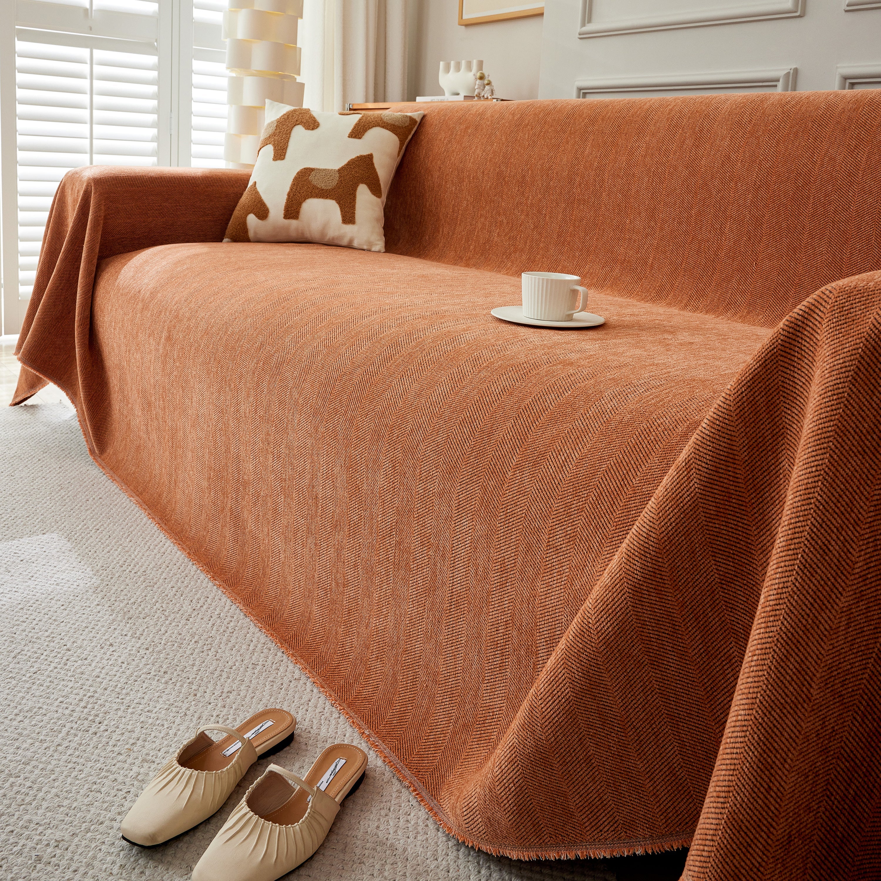 Herringbone Oversized Chenille Couch Throw Cover Sofa Slipcovers Couch Covers for Sectional Couches - Image 7