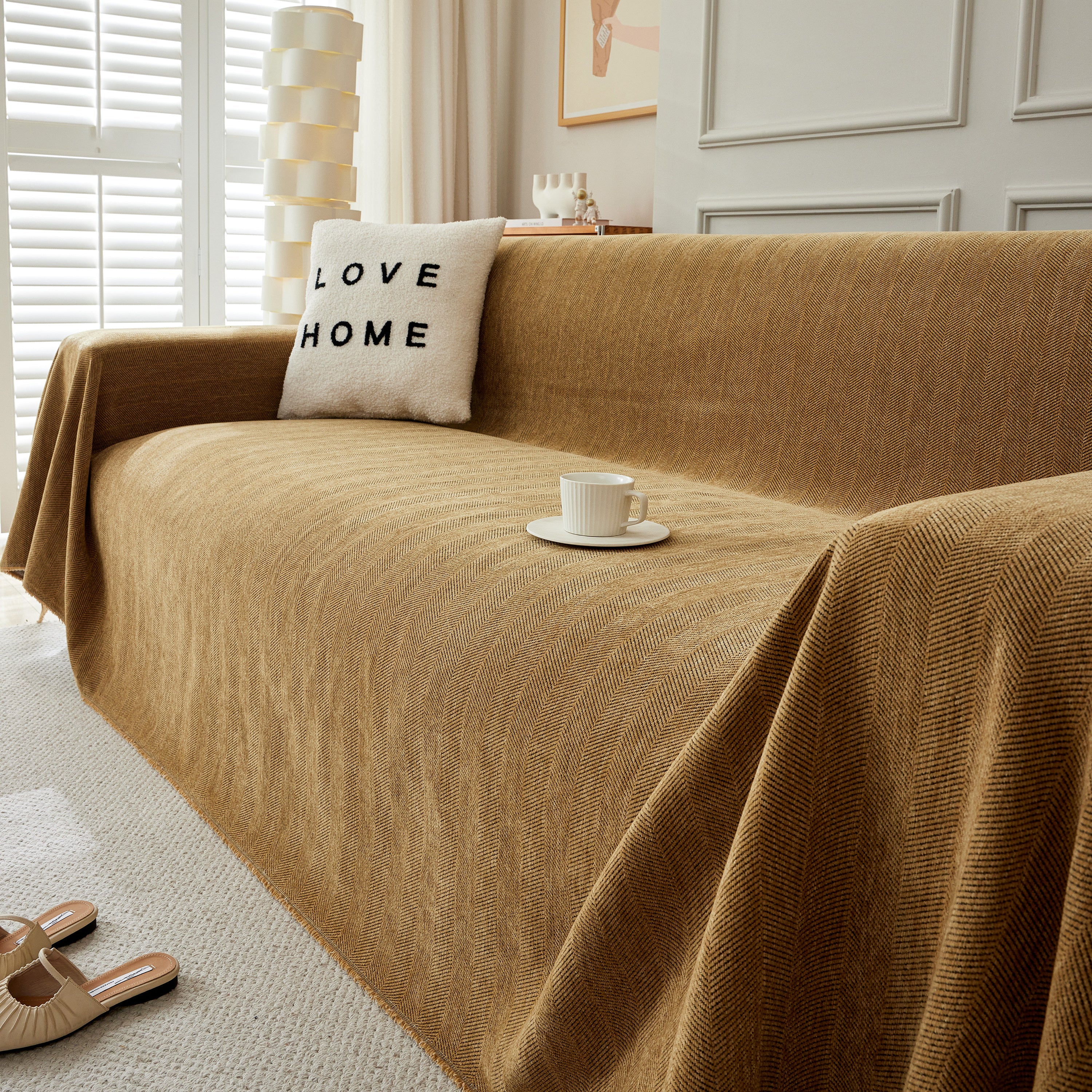 Herringbone Oversized Chenille Couch Throw Cover Sofa Slipcovers Couch Covers for Sectional Couches - Image 73