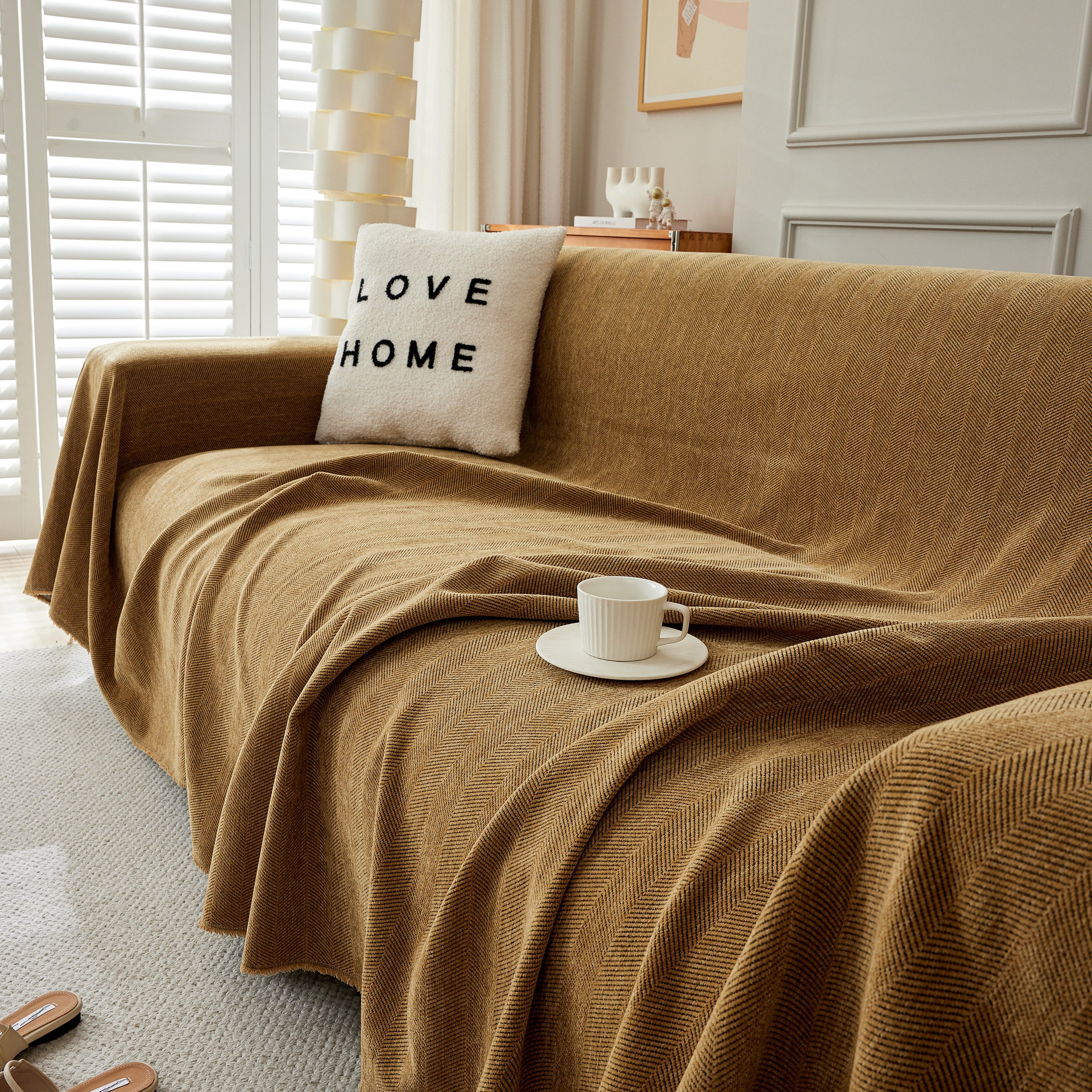 Herringbone Oversized Chenille Couch Throw Cover Sofa Slipcovers Couch Covers for Sectional Couches - Image 74