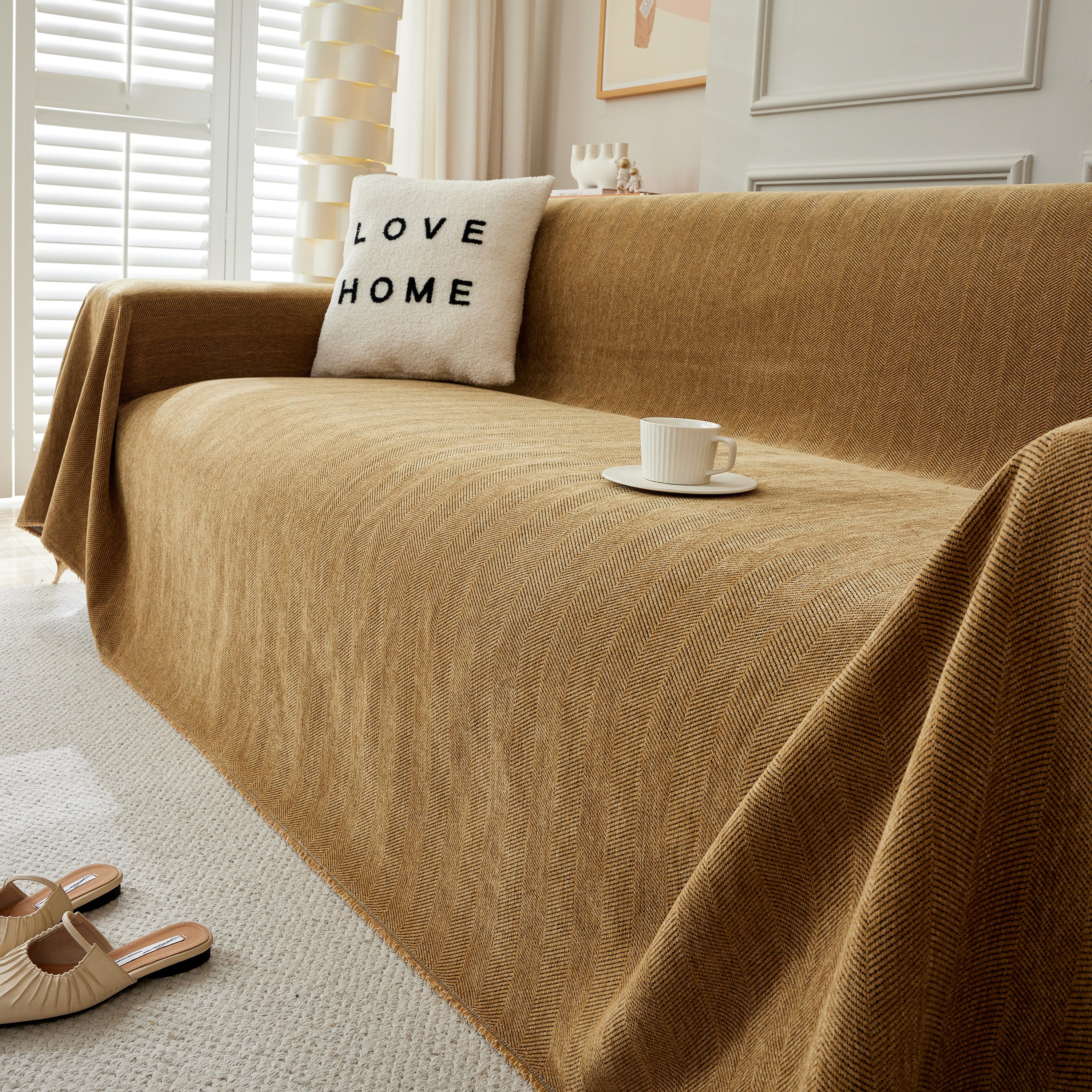 Herringbone Oversized Chenille Couch Throw Cover Sofa Slipcovers Couch Covers for Sectional Couches - Image 76