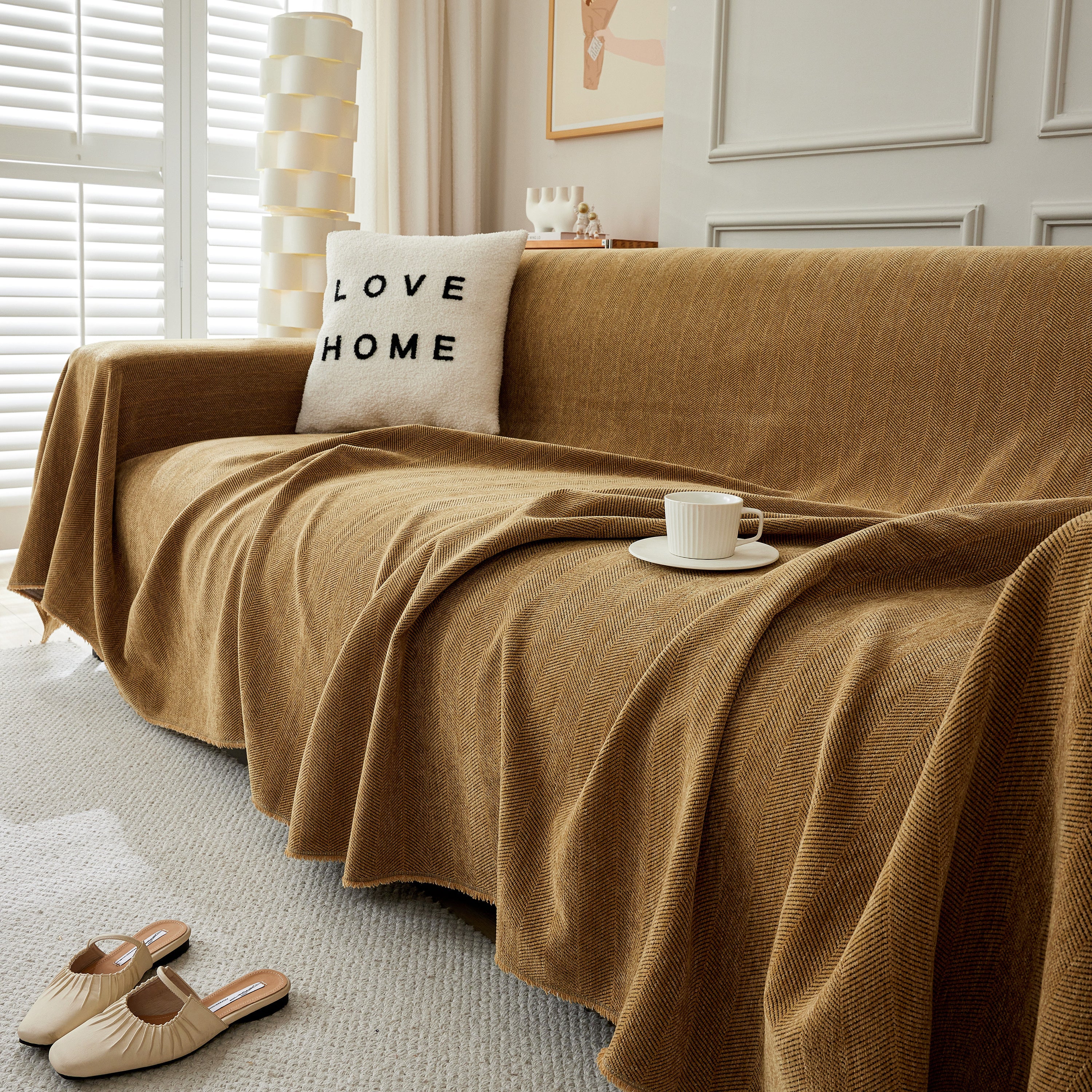 Herringbone Oversized Chenille Couch Throw Cover Sofa Slipcovers Couch Covers for Sectional Couches - Image 77