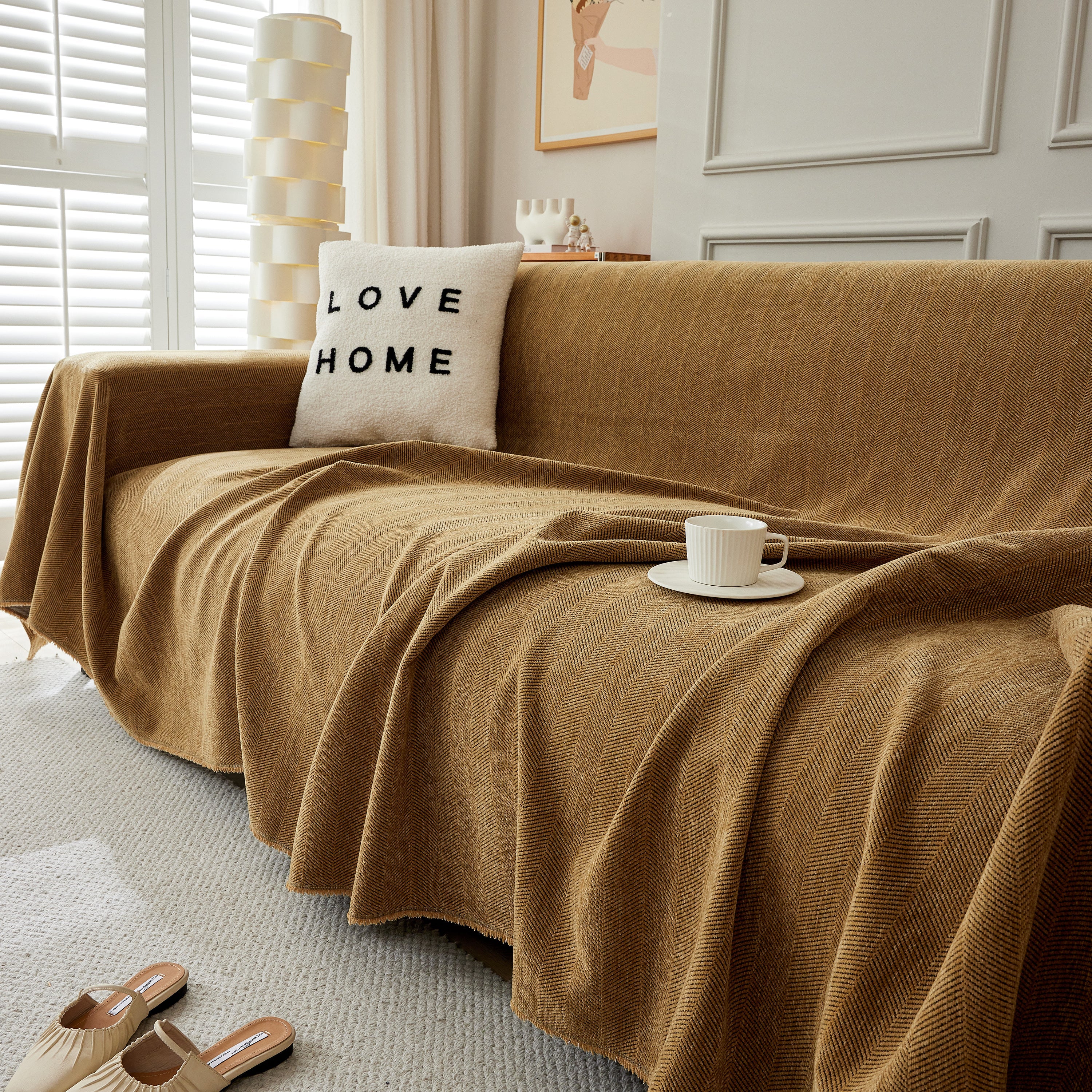 Herringbone Oversized Chenille Couch Throw Cover Sofa Slipcovers Couch Covers for Sectional Couches - Image 78