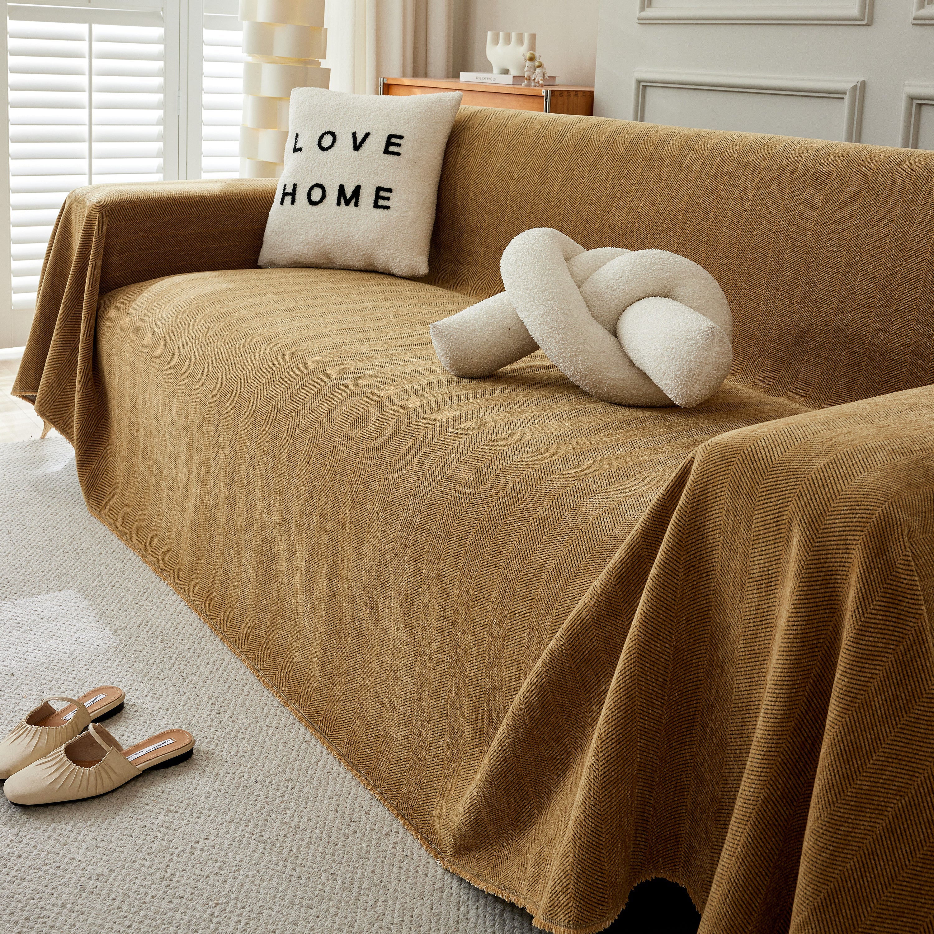 Herringbone Oversized Chenille Couch Throw Cover Sofa Slipcovers Couch Covers for Sectional Couches - Image 79