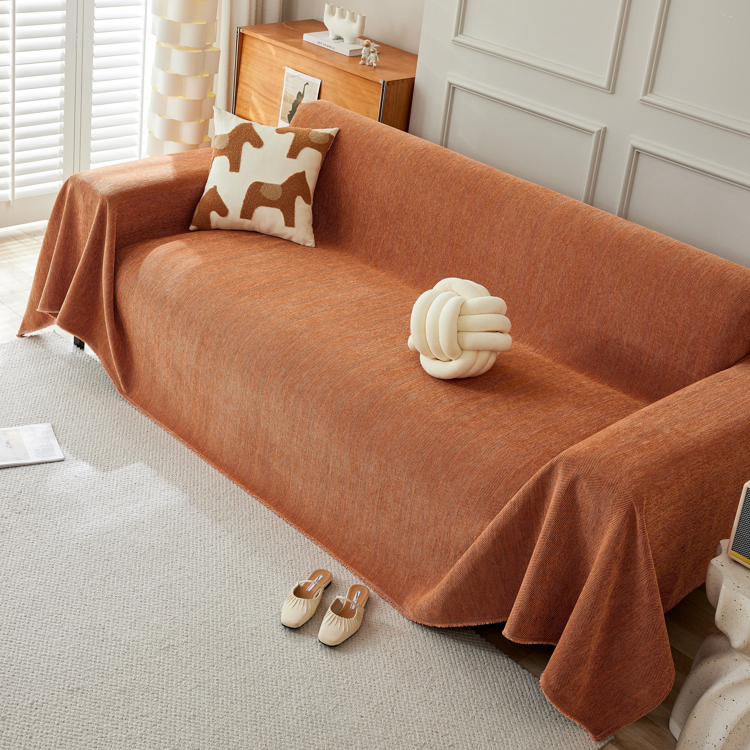Herringbone Oversized Chenille Couch Throw Cover Sofa Slipcovers Couch Covers for Sectional Couches - Image 8