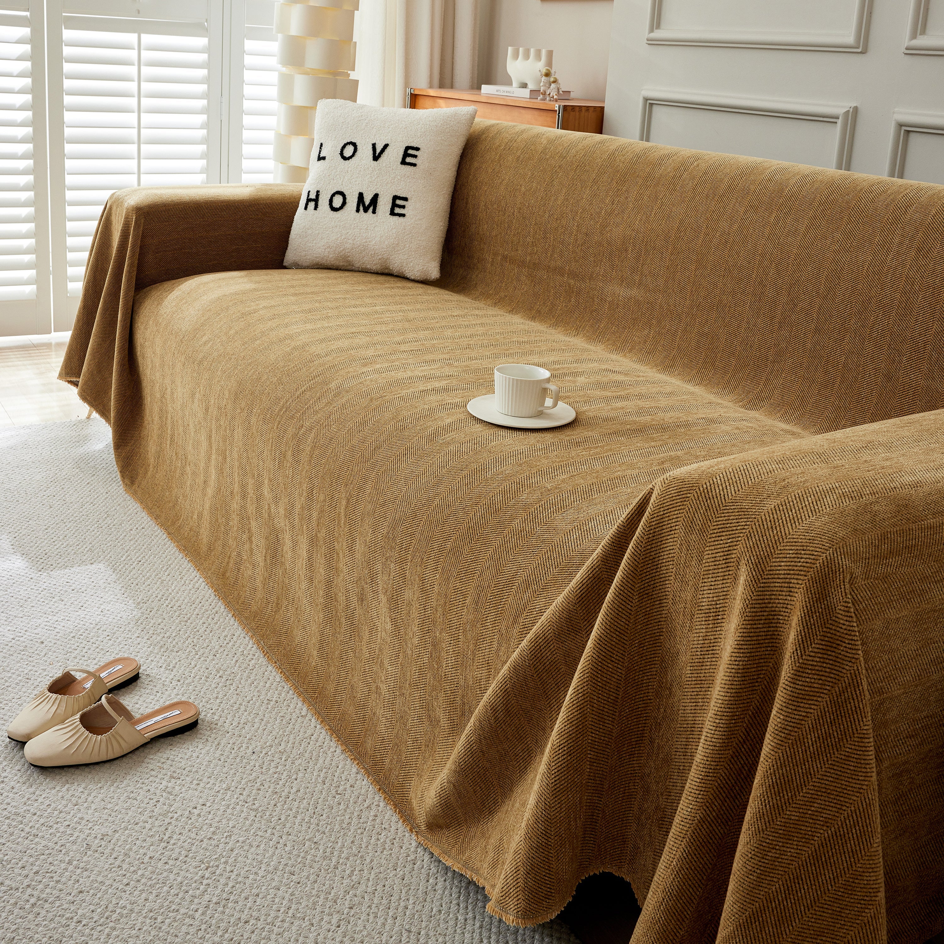 Herringbone Oversized Chenille Couch Throw Cover Sofa Slipcovers Couch Covers for Sectional Couches - Image 80