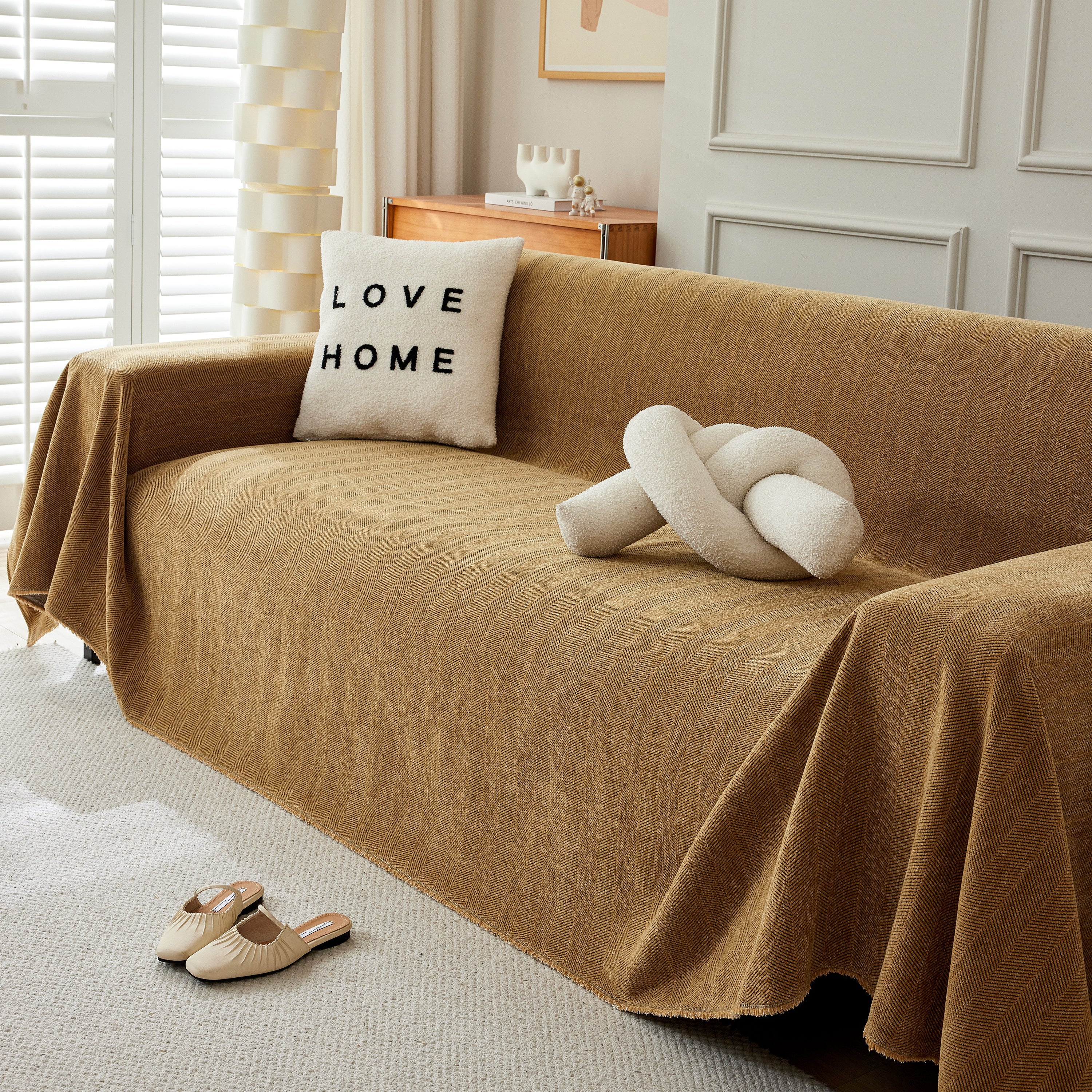 Herringbone Oversized Chenille Couch Throw Cover Sofa Slipcovers Couch Covers for Sectional Couches - Image 82
