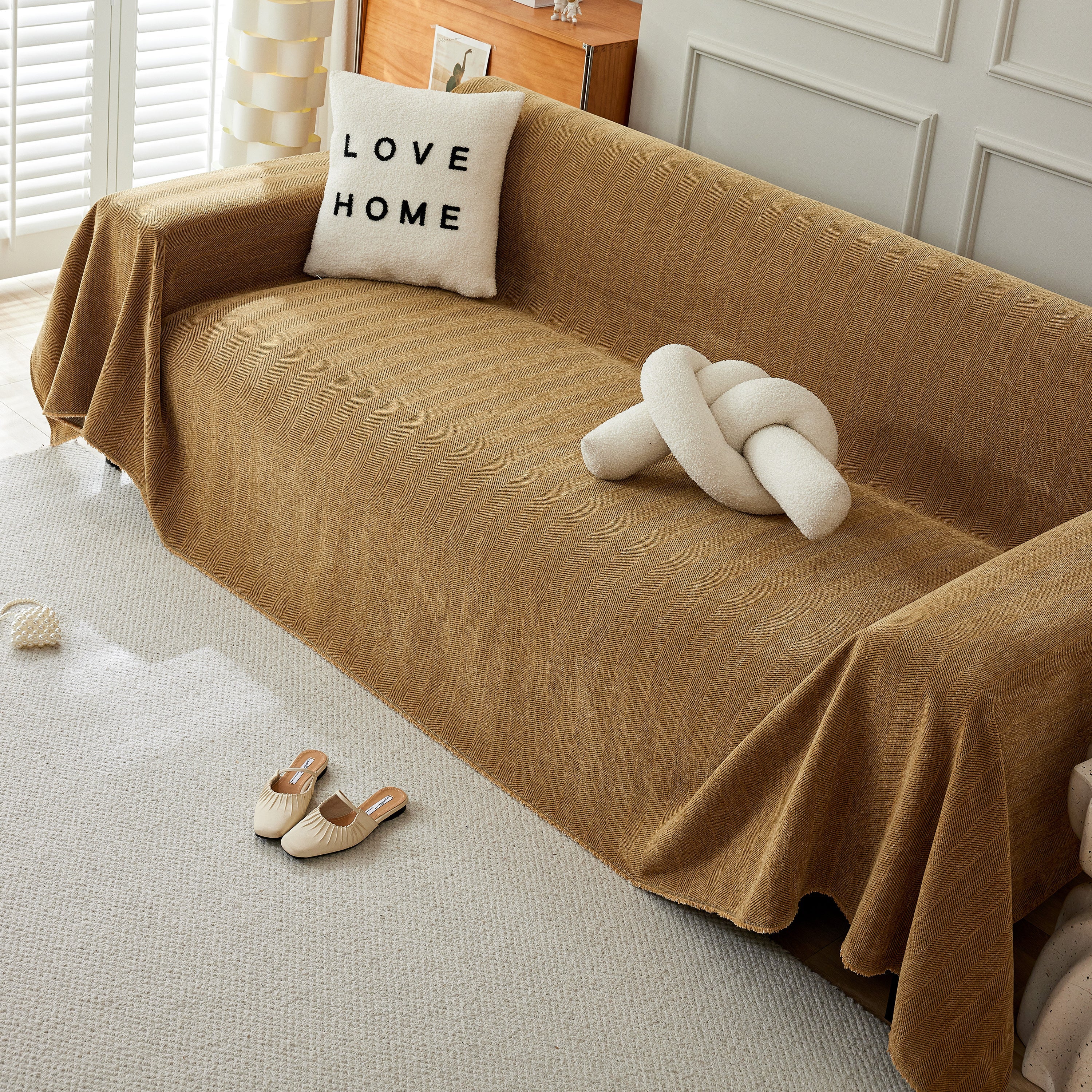 Herringbone Oversized Chenille Couch Throw Cover Sofa Slipcovers Couch Covers for Sectional Couches - Image 83