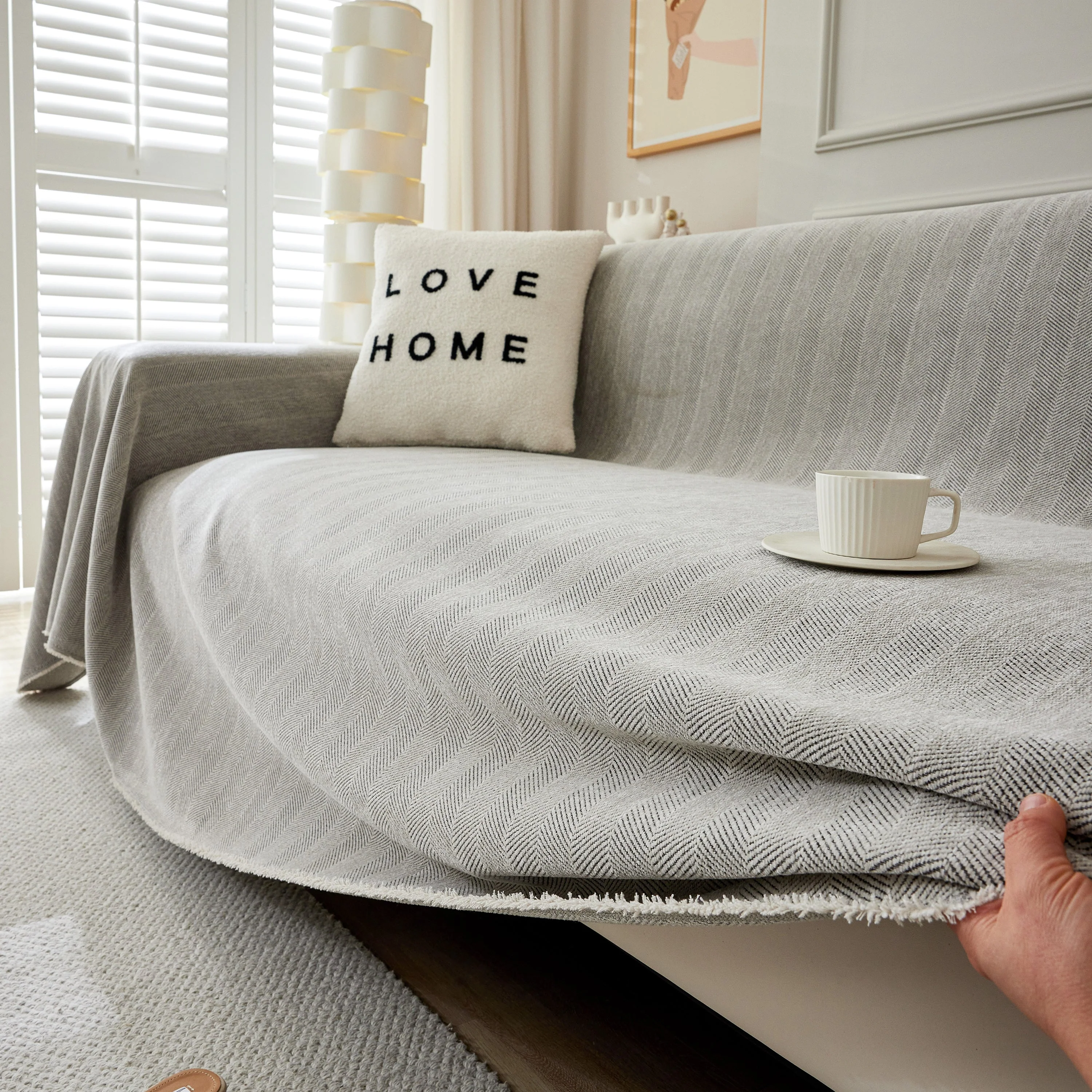 Herringbone Oversized Chenille Couch Throw Cover Sofa Slipcovers Couch Covers for Sectional Couches - Image 88