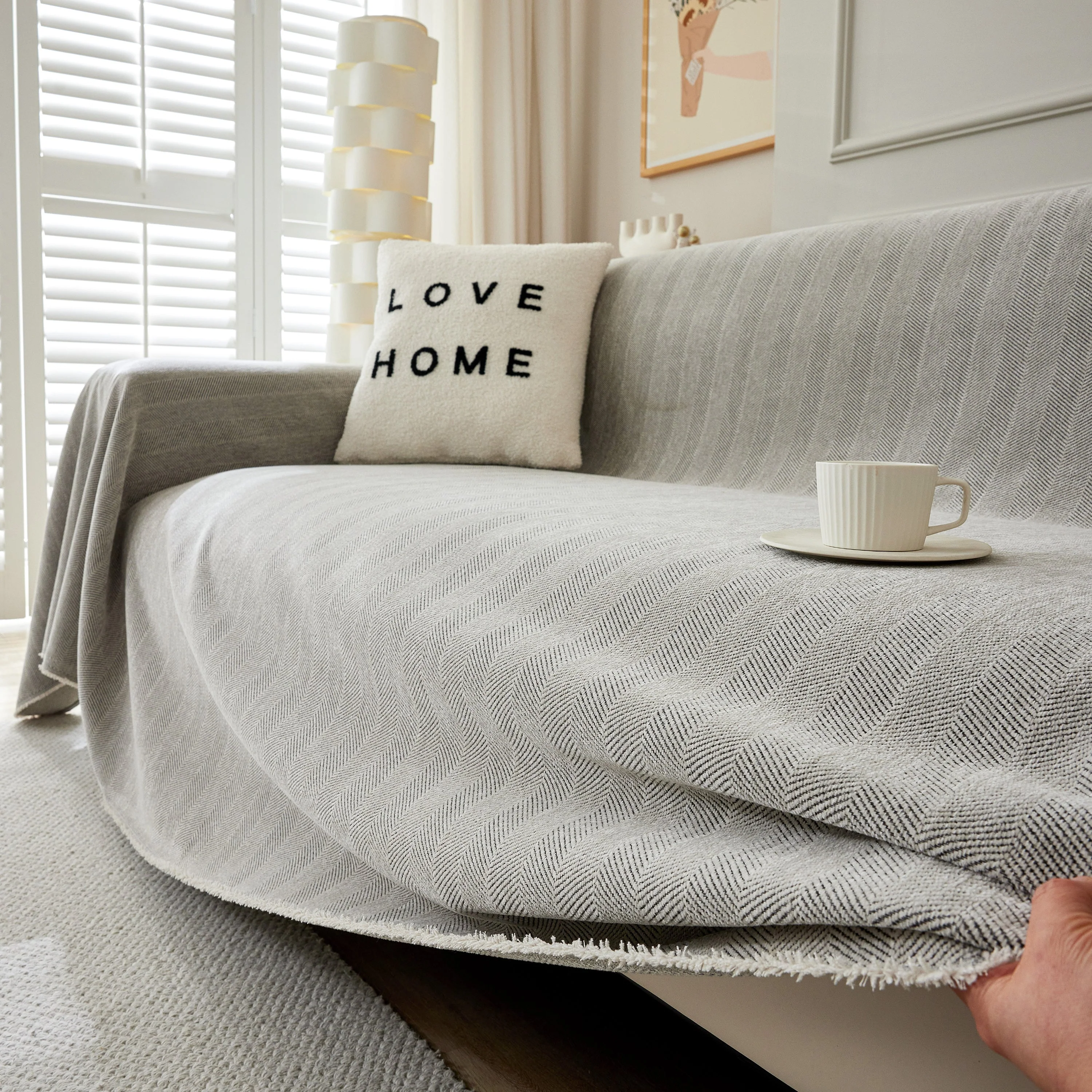 Herringbone Oversized Chenille Couch Throw Cover Sofa Slipcovers Couch Covers for Sectional Couches - Image 89