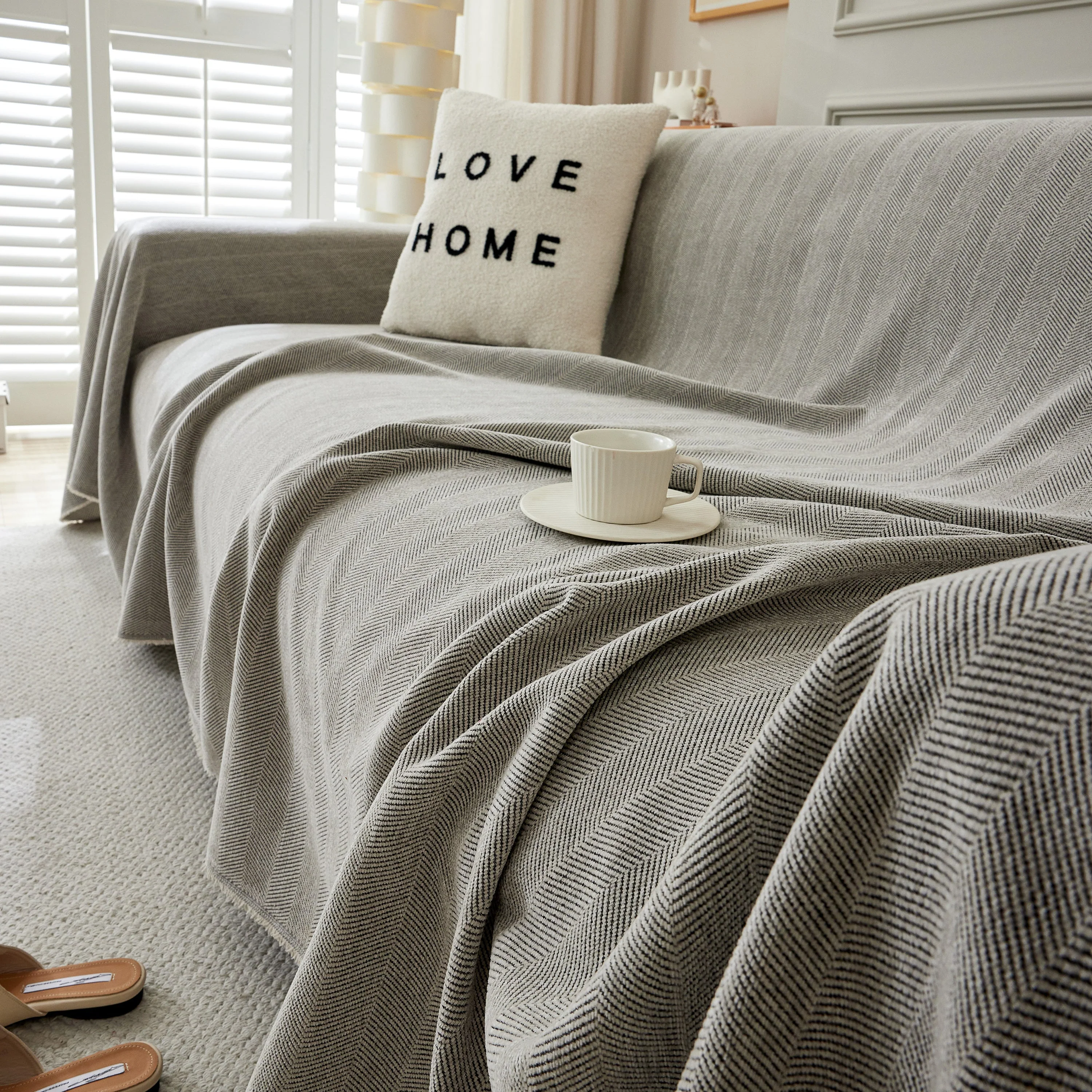 Herringbone Oversized Chenille Couch Throw Cover Sofa Slipcovers Couch Covers for Sectional Couches - Image 93