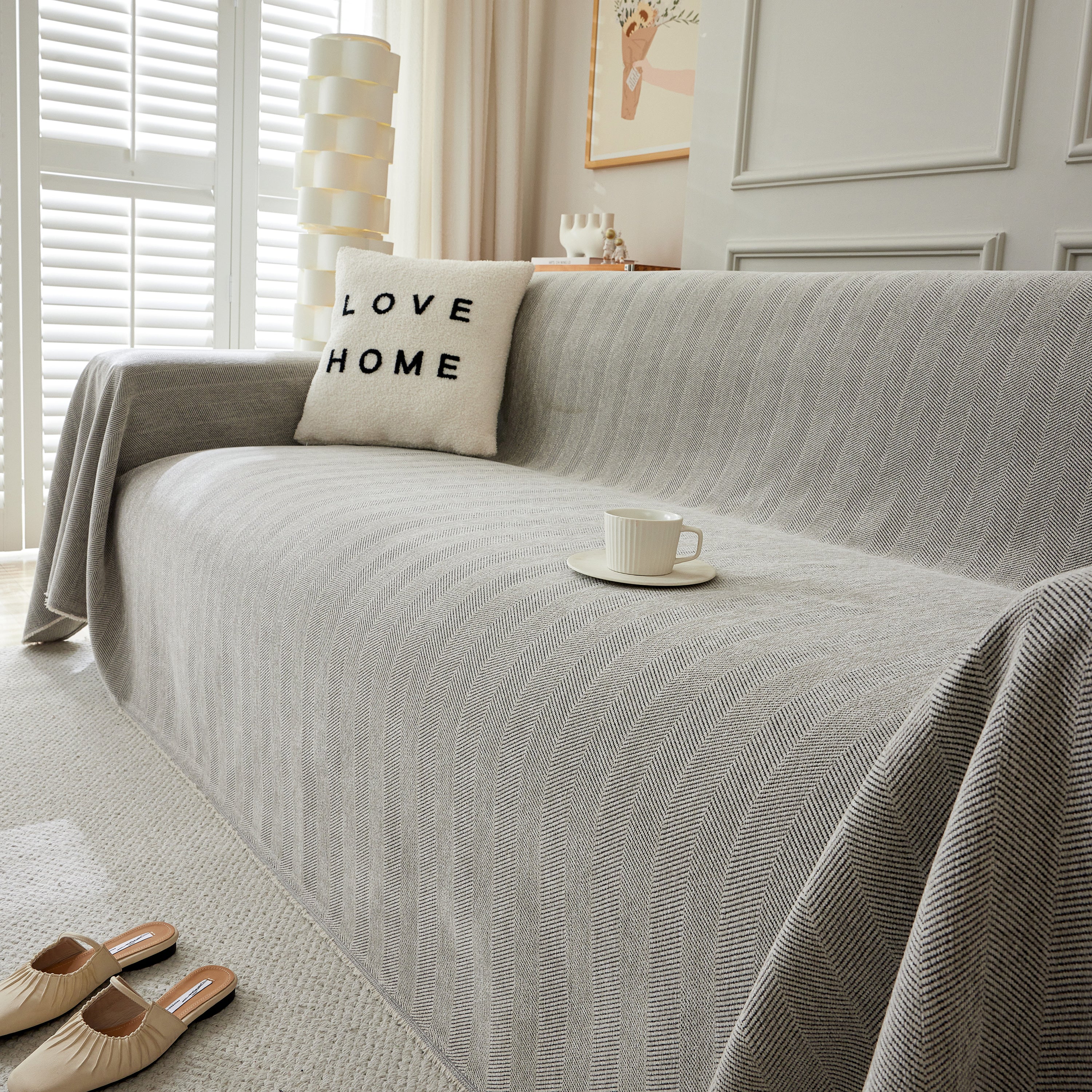 Herringbone Oversized Chenille Couch Throw Cover Sofa Slipcovers Couch Covers for Sectional Couches - Image 97