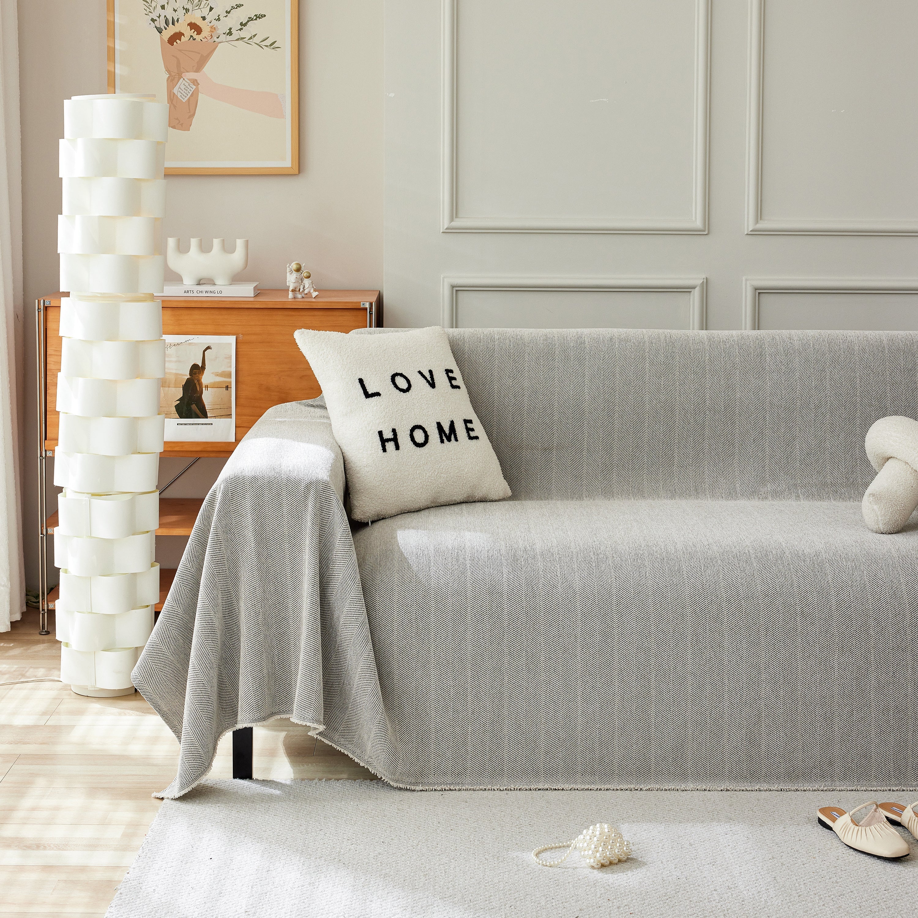 Herringbone Oversized Chenille Couch Throw Cover Sofa Slipcovers Couch Covers for Sectional Couches - Image 98