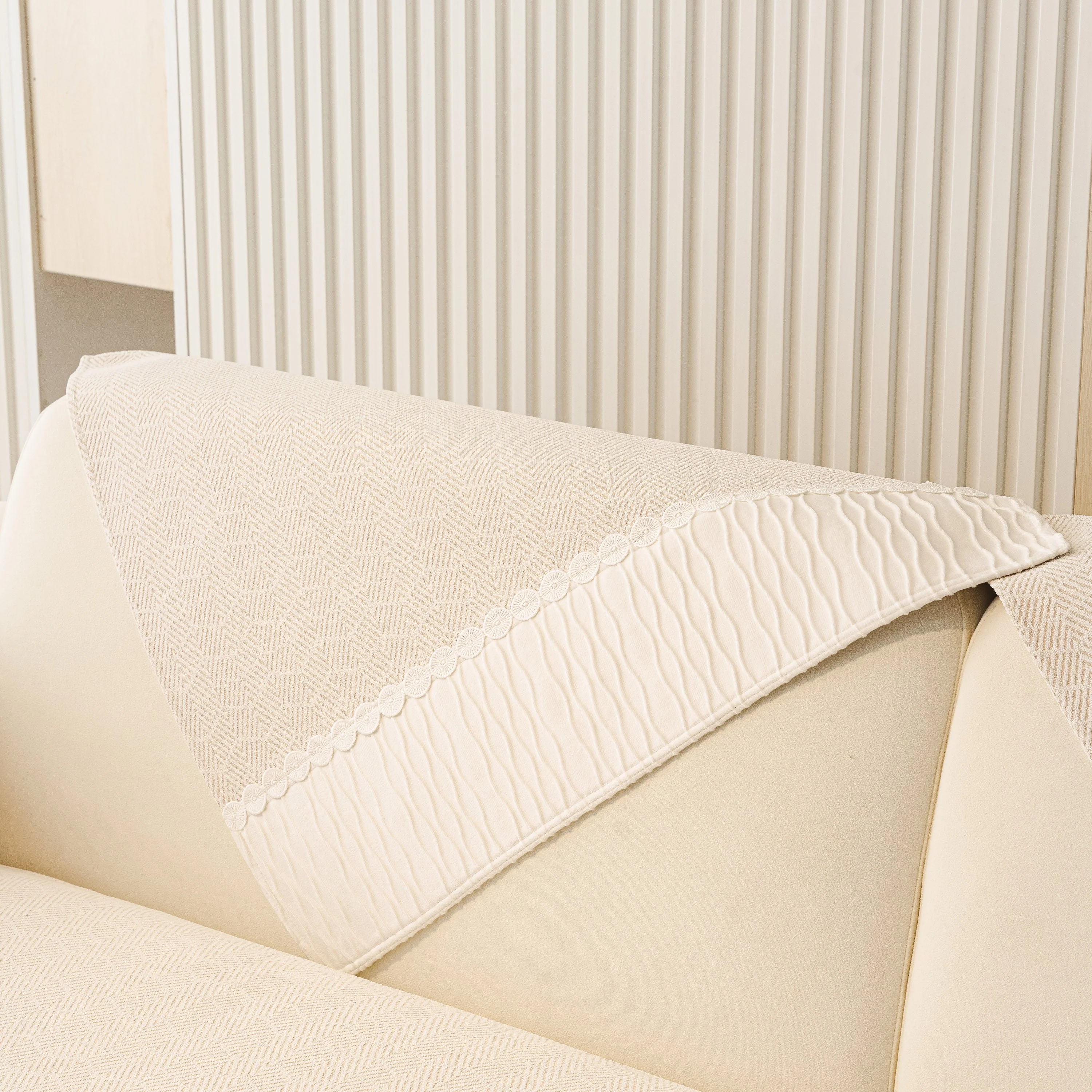 Herringbone Sofa Protector Cover, Non-Slip Couch Cover for Seat, Back & Arms - Image 16