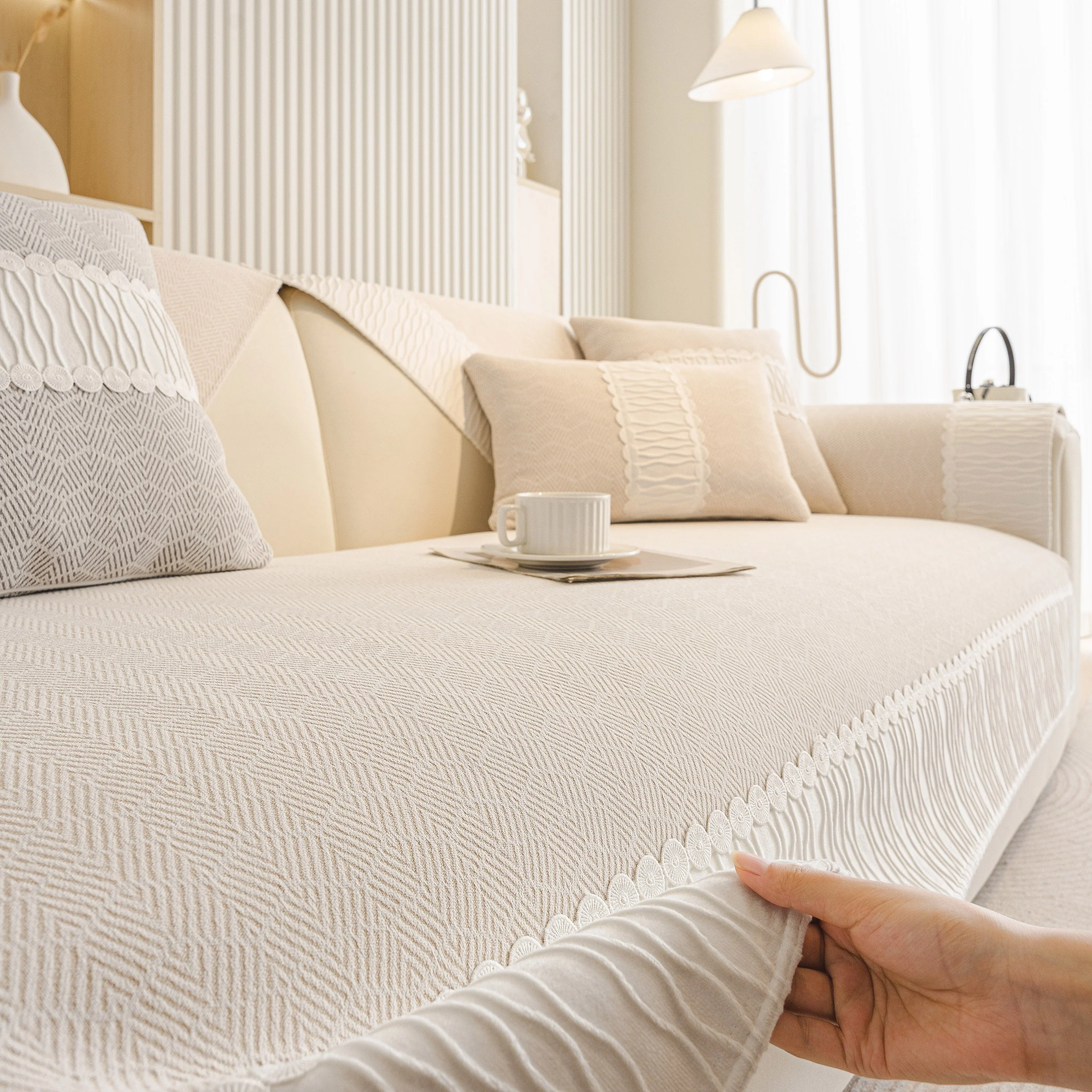 Herringbone Sofa Protector Cover, Non-Slip Couch Cover for Seat, Back & Arms - Image 17