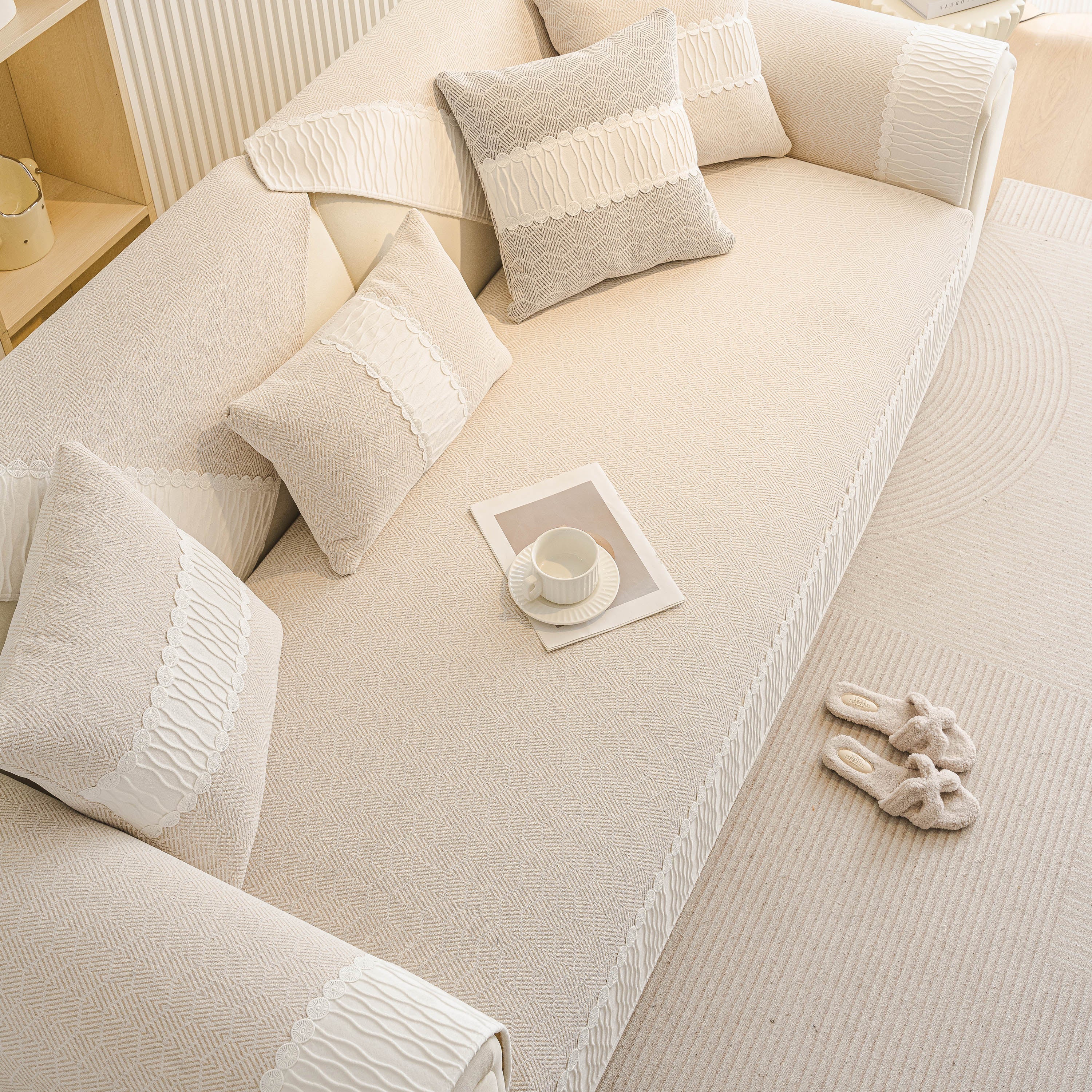 Herringbone Sofa Protector Cover, Non-Slip Couch Cover for Seat, Back & Arms - Image 19