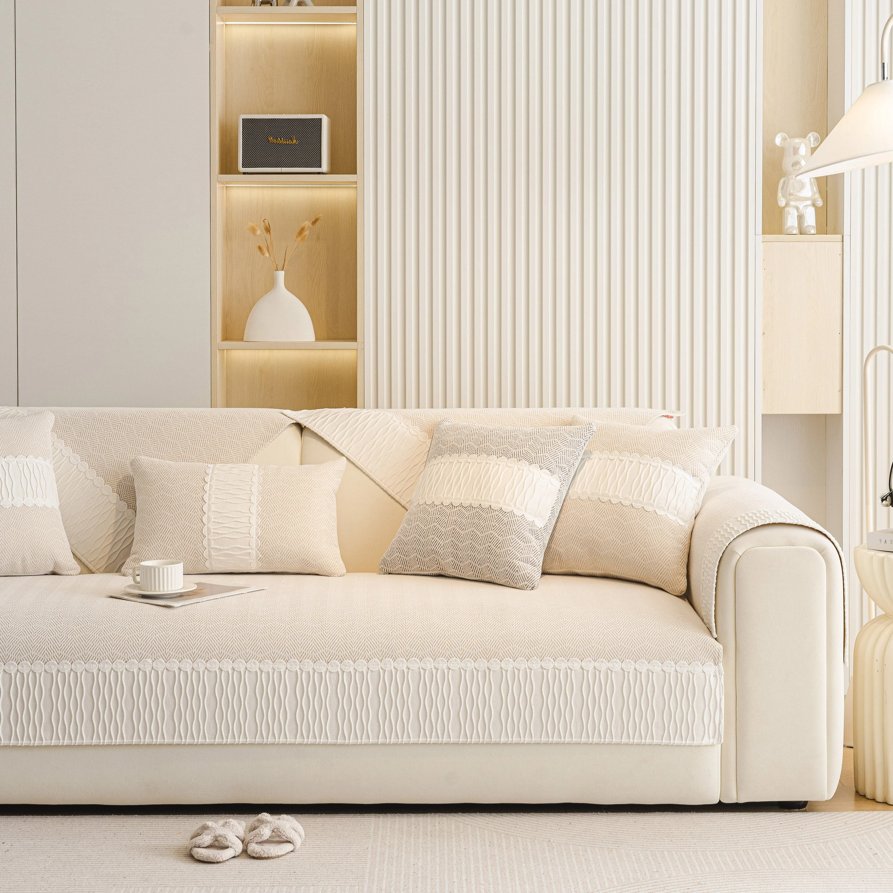 Herringbone Sofa Protector Cover, Non-Slip Couch Cover for Seat, Back & Arms - Image 2