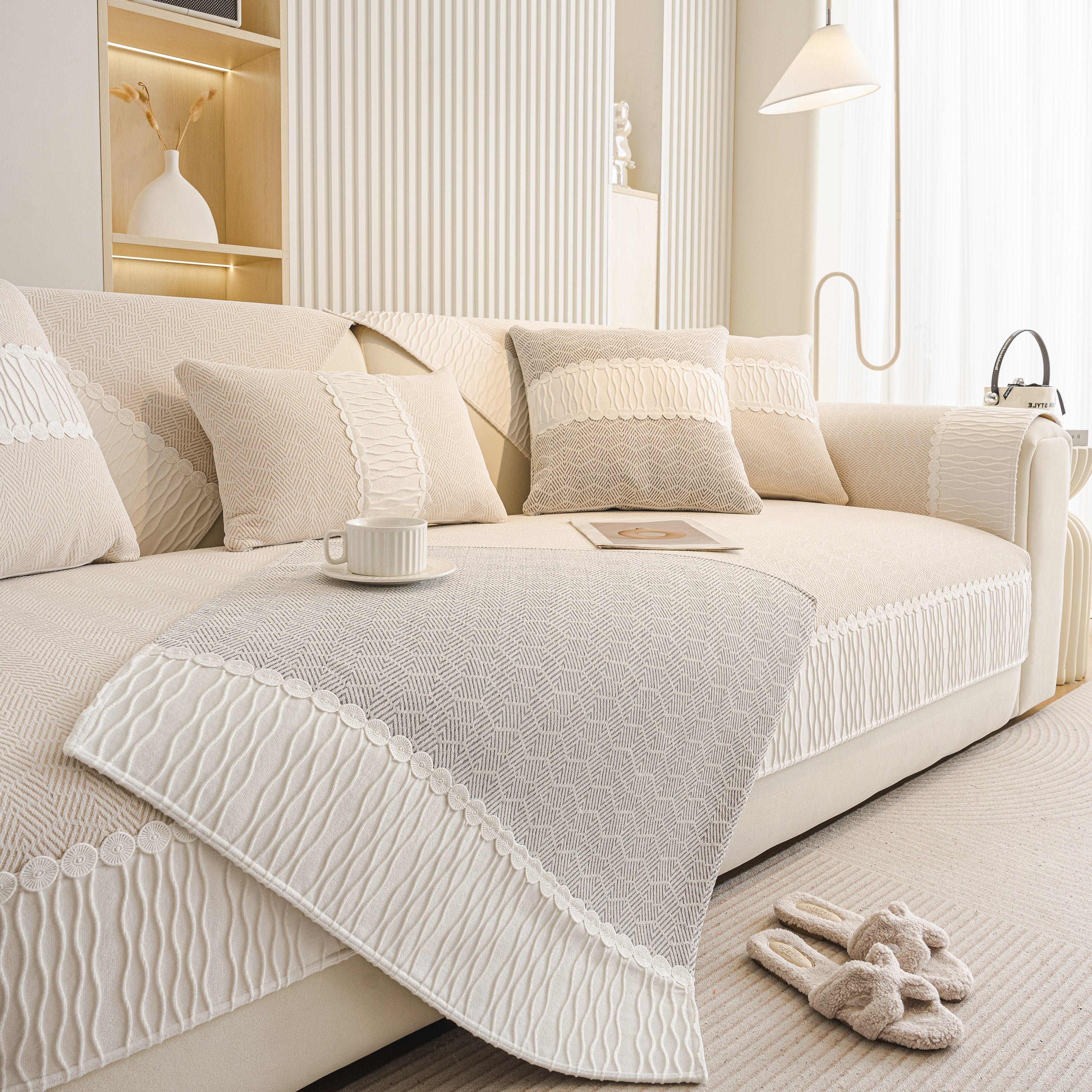 Herringbone Sofa Protector Cover, Non-Slip Couch Cover for Seat, Back & Arms - Image 21