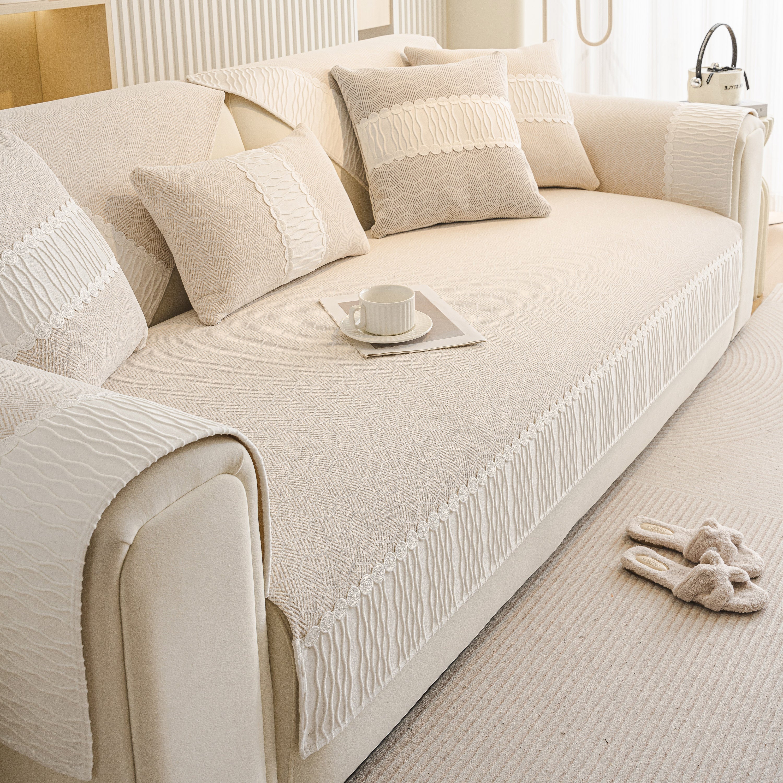 Herringbone Sofa Protector Cover, Non-Slip Couch Cover for Seat, Back & Arms - Image 27