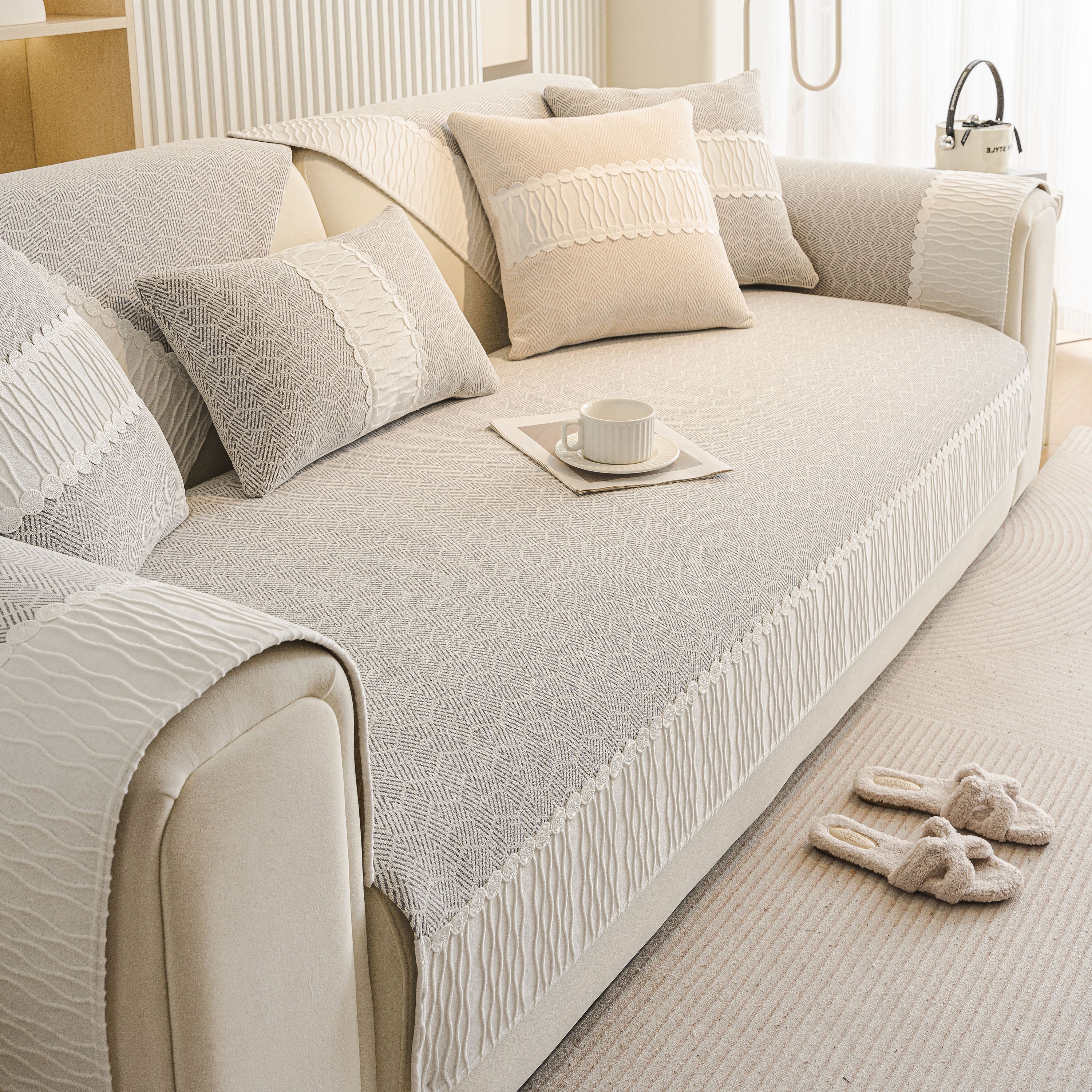 Herringbone Sofa Protector Cover, Non-Slip Couch Cover for Seat, Back & Arms - Image 28