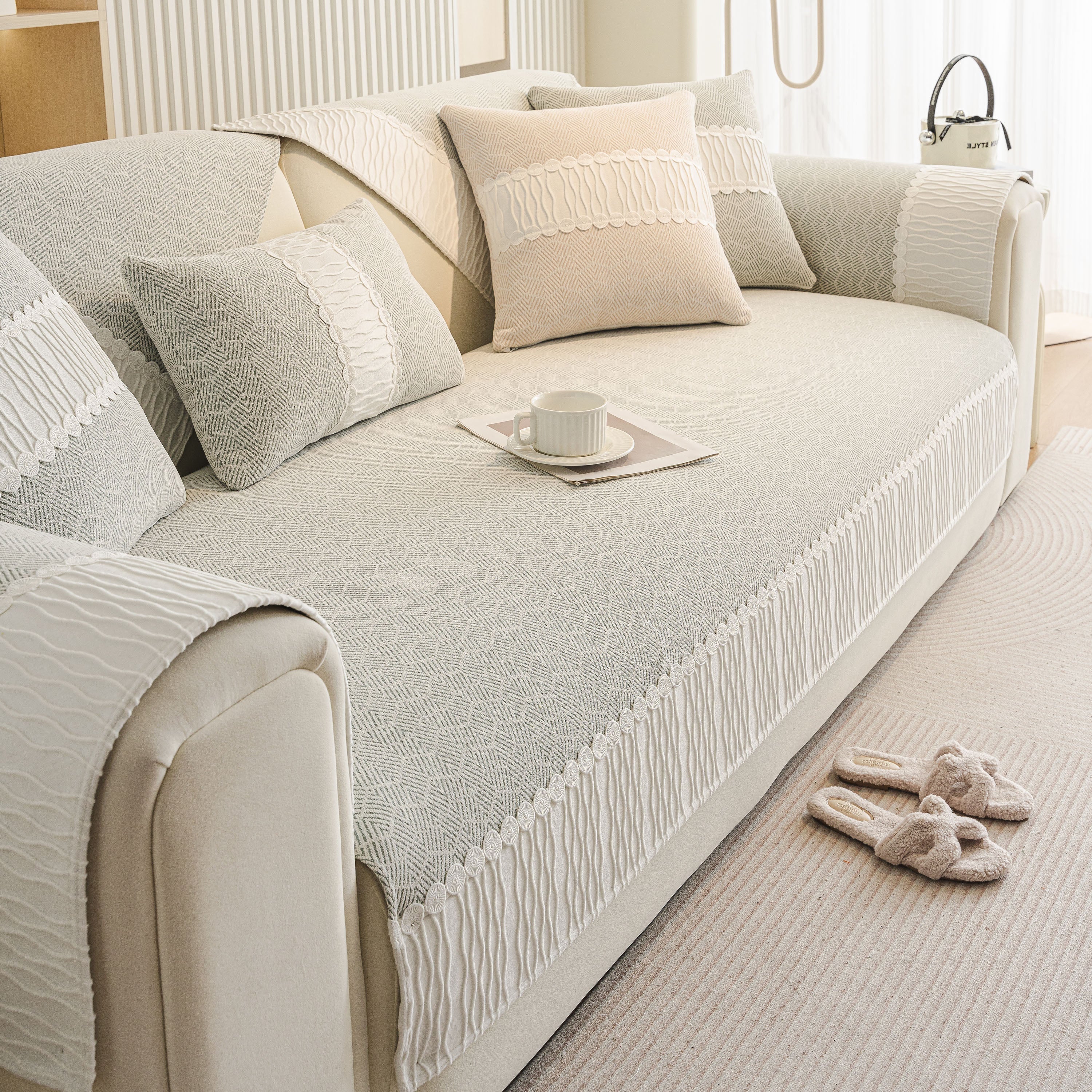 Herringbone Sofa Protector Cover, Non-Slip Couch Cover for Seat, Back & Arms - Image 29