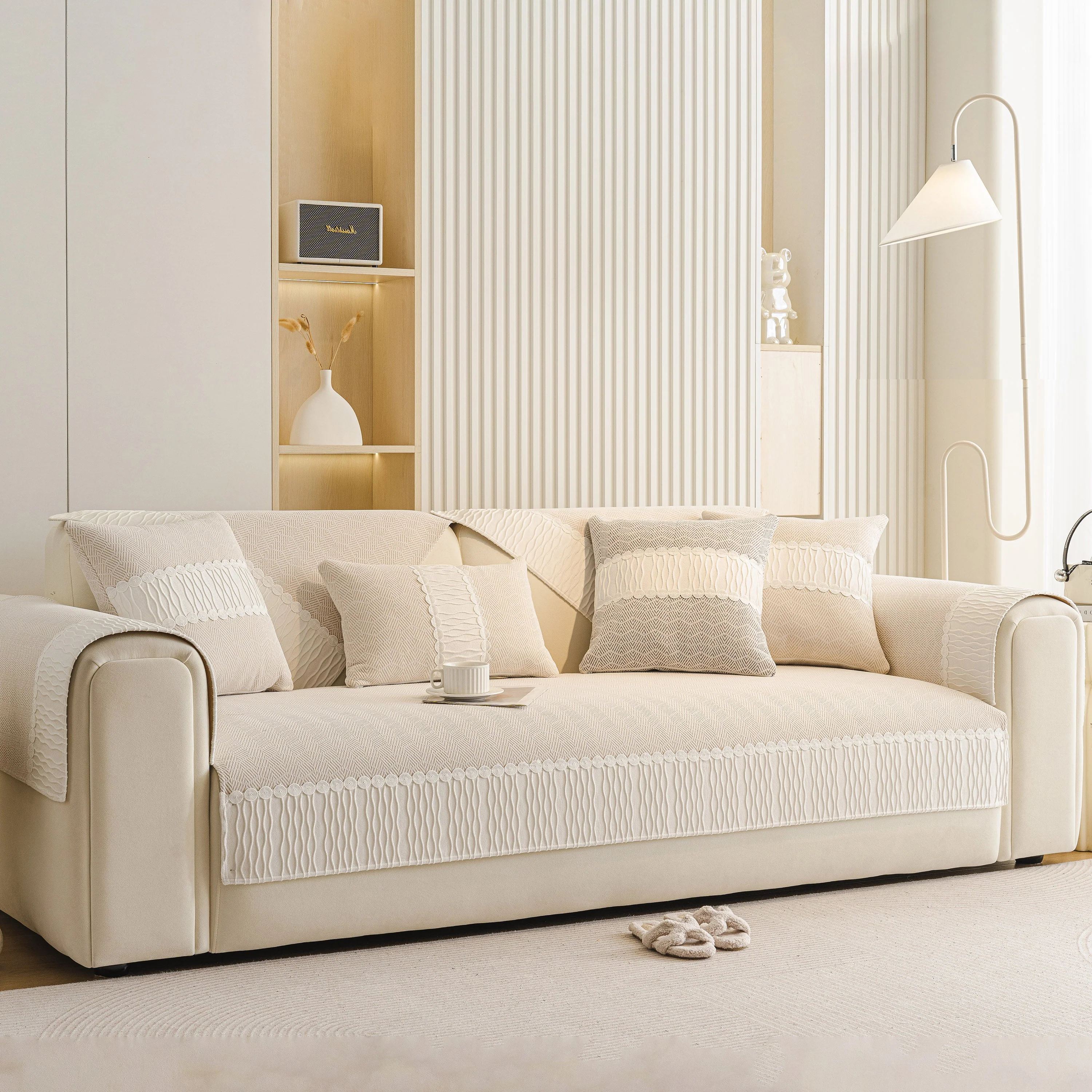 Herringbone Sofa Protector Cover, Non-Slip Couch Cover for Seat, Back & Arms - Image 3