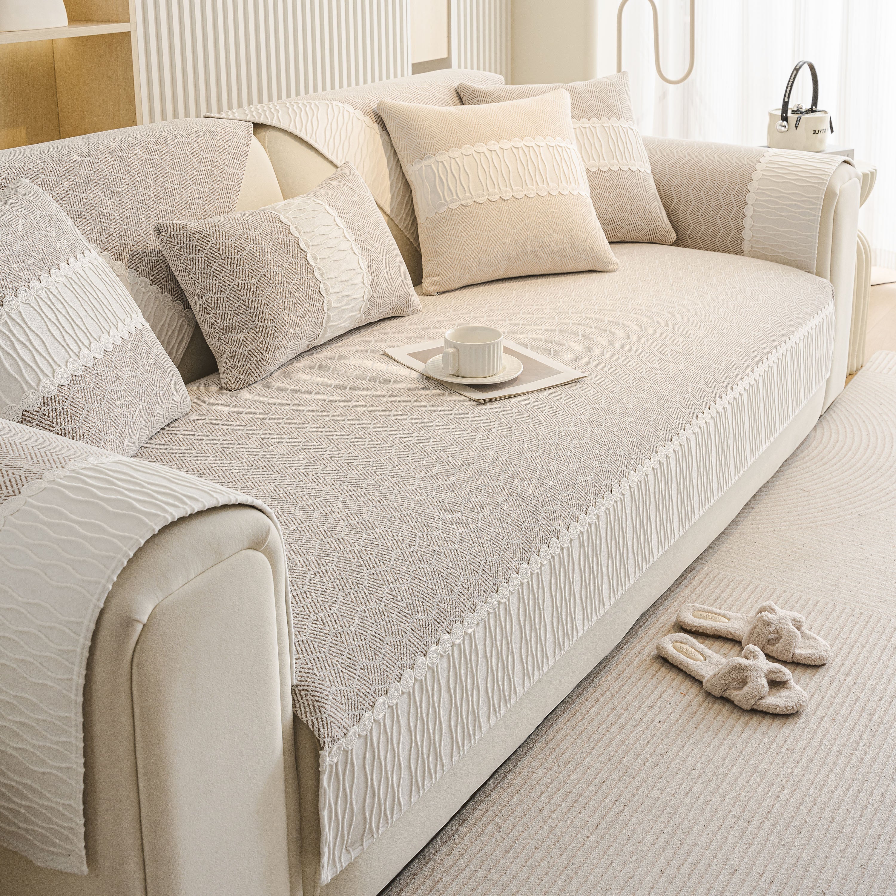 Herringbone Sofa Protector Cover, Non-Slip Couch Cover for Seat, Back & Arms - Image 30