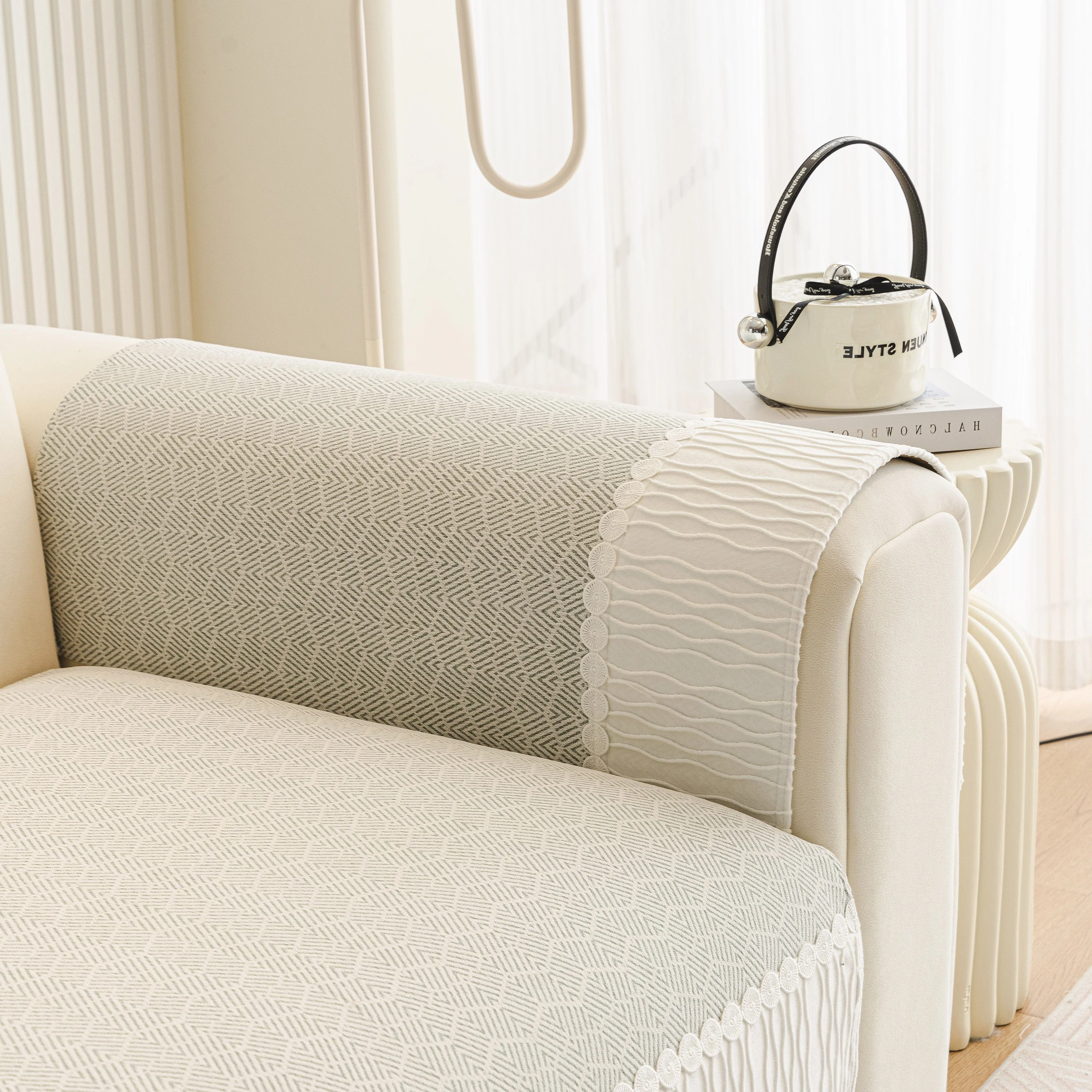 Herringbone Sofa Protector Cover, Non-Slip Couch Cover for Seat, Back & Arms - Image 36