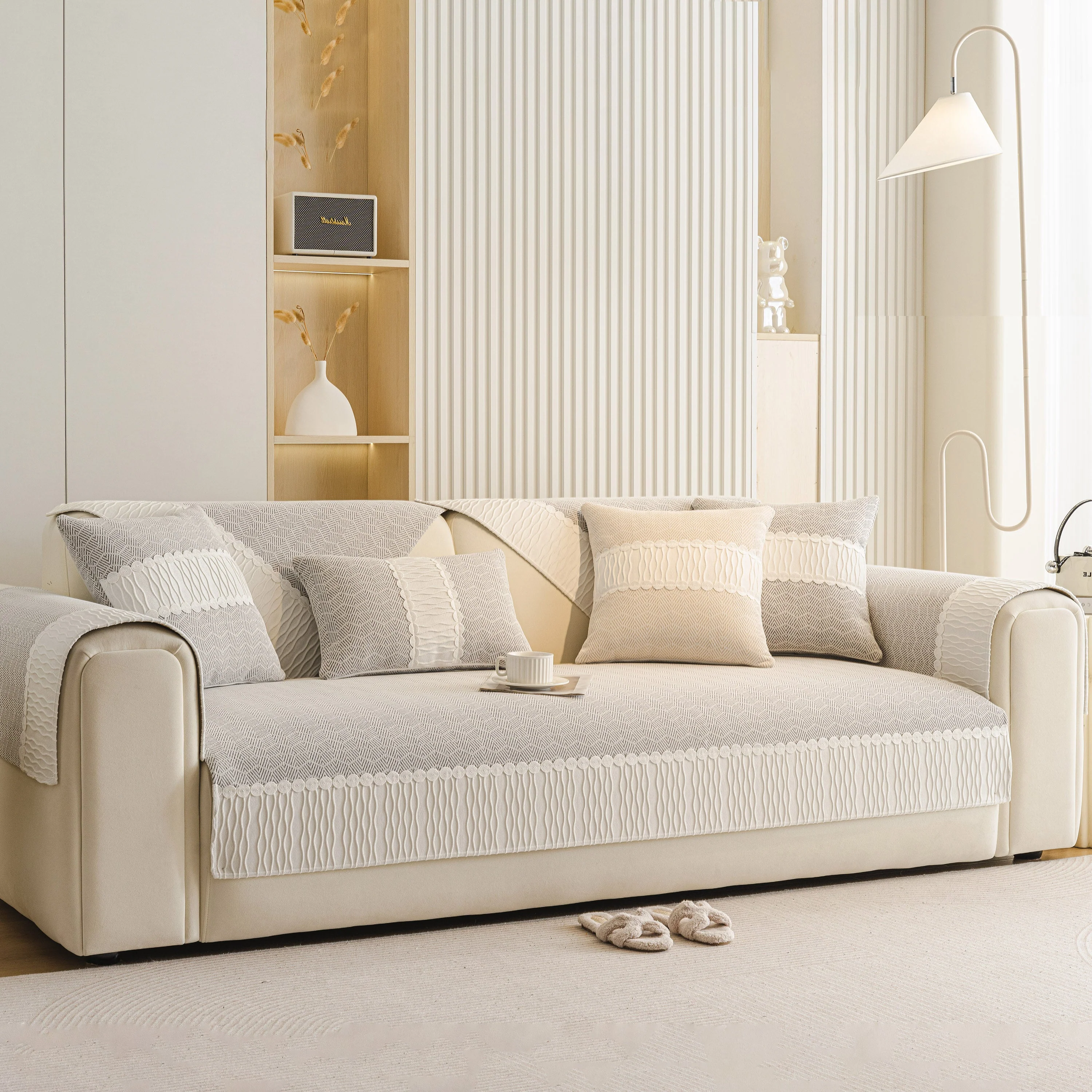Herringbone Sofa Protector Cover, Non-Slip Couch Cover for Seat, Back & Arms - Image 37