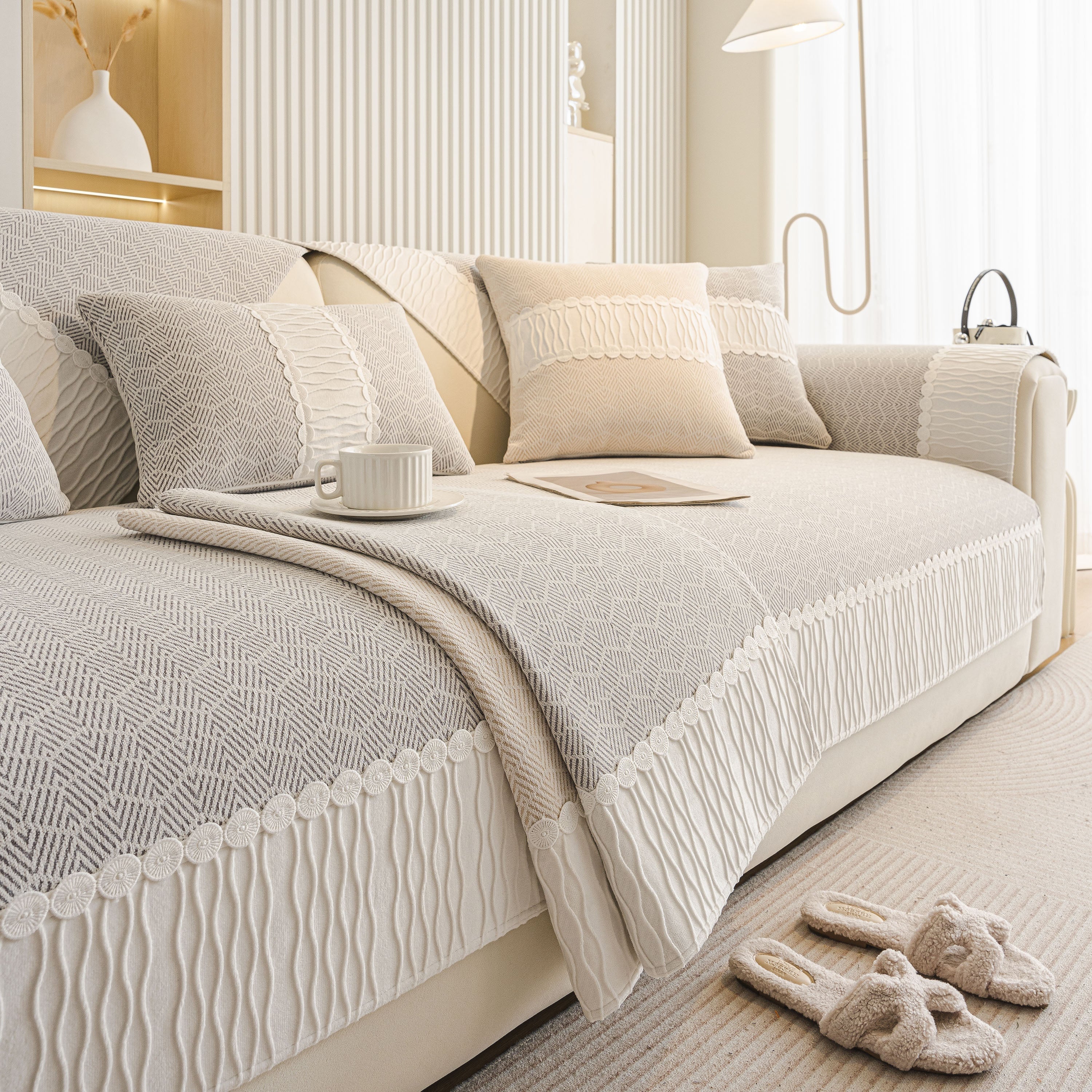 Herringbone Sofa Protector Cover, Non-Slip Couch Cover for Seat, Back & Arms - Image 39