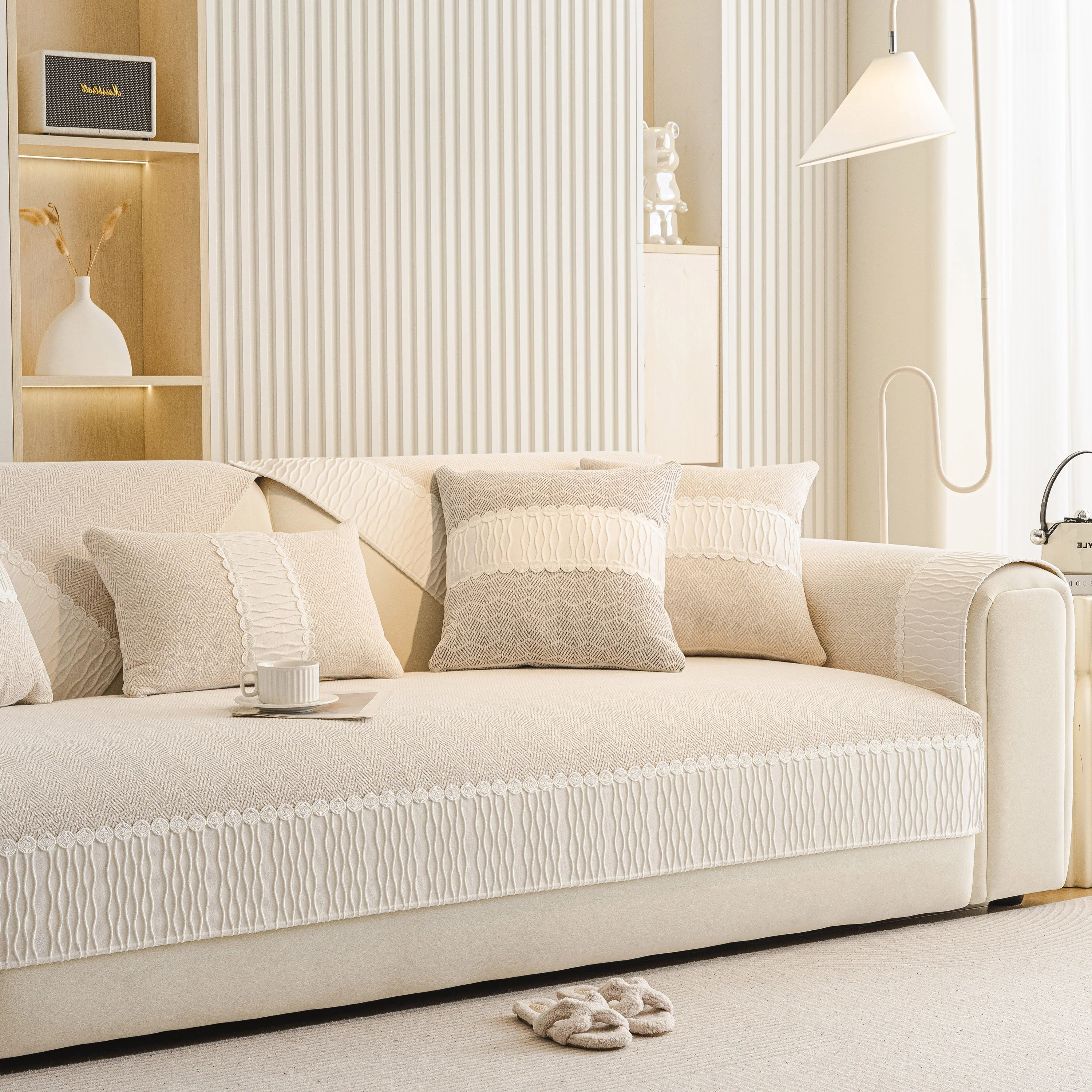 Herringbone Sofa Protector Cover, Non-Slip Couch Cover for Seat, Back & Arms - Image 4