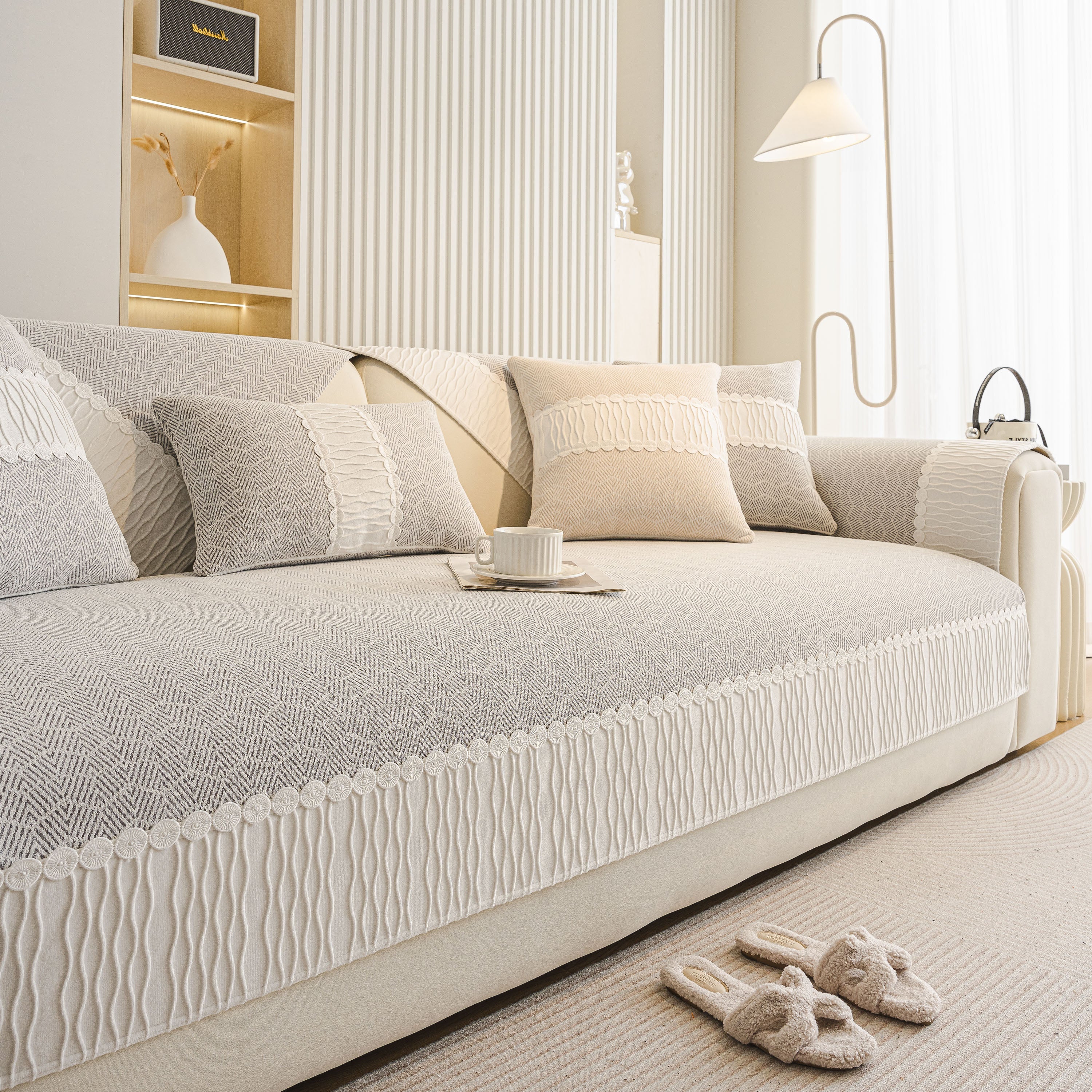 Herringbone Sofa Protector Cover, Non-Slip Couch Cover for Seat, Back & Arms - Image 45