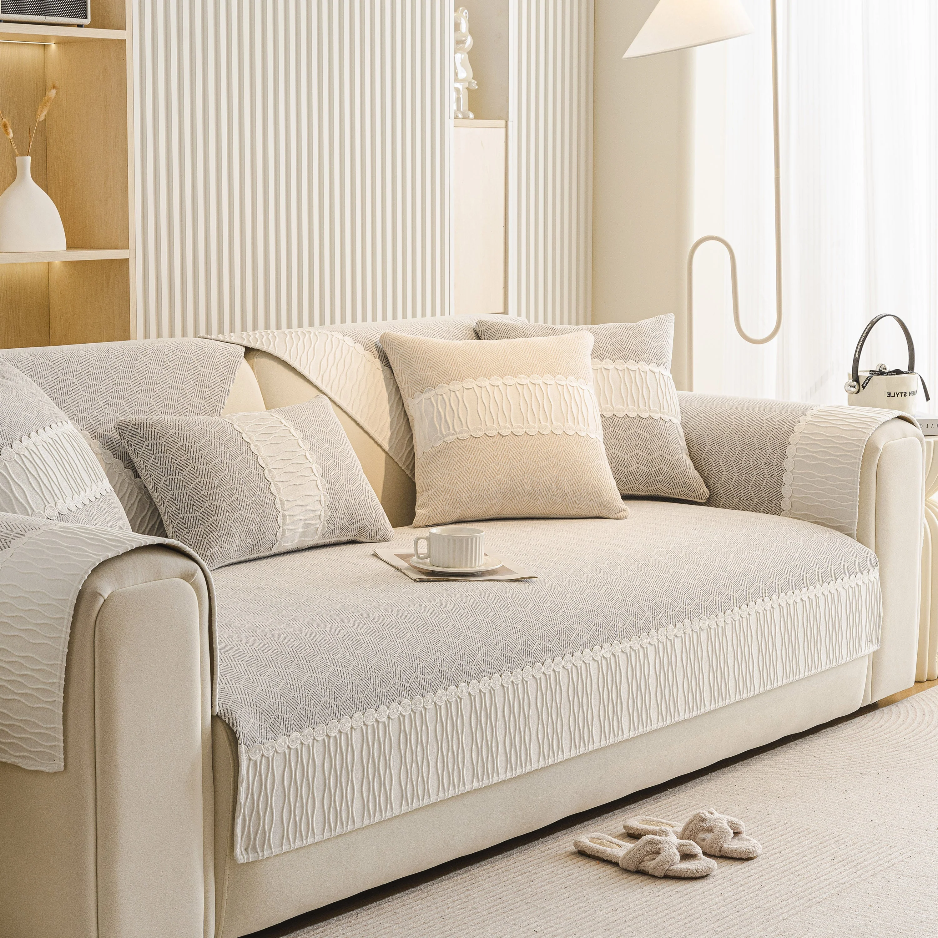 Herringbone Sofa Protector Cover, Non-Slip Couch Cover for Seat, Back & Arms - Image 49